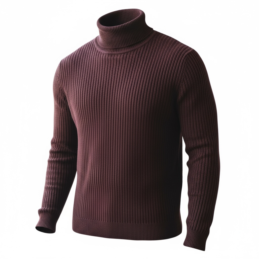 DK Burgundy Fitted Ribbed Turtleneck