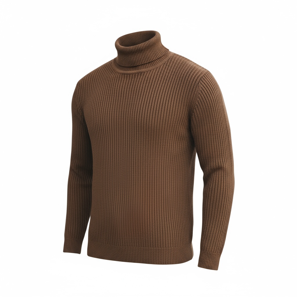 Camel Ribbed Turtleneck