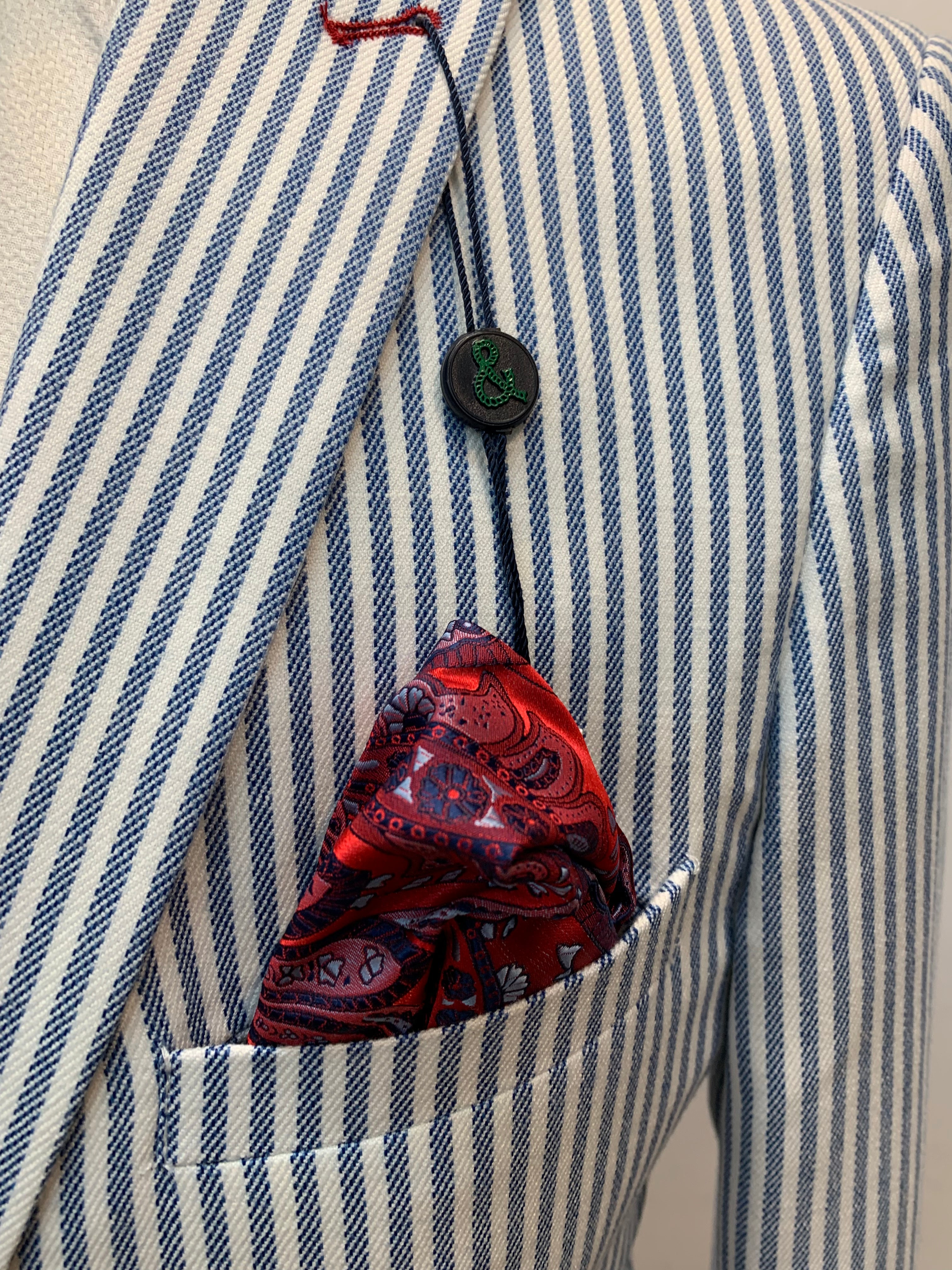 Paisley & Gray Slim Fit Blue/White Seer Sucker Suit