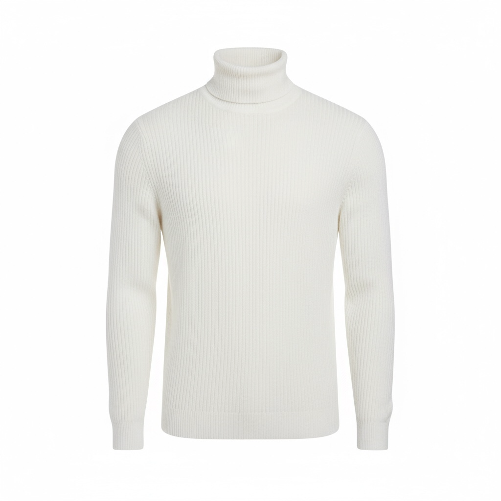 White Fitted Ribbed Turtleneck