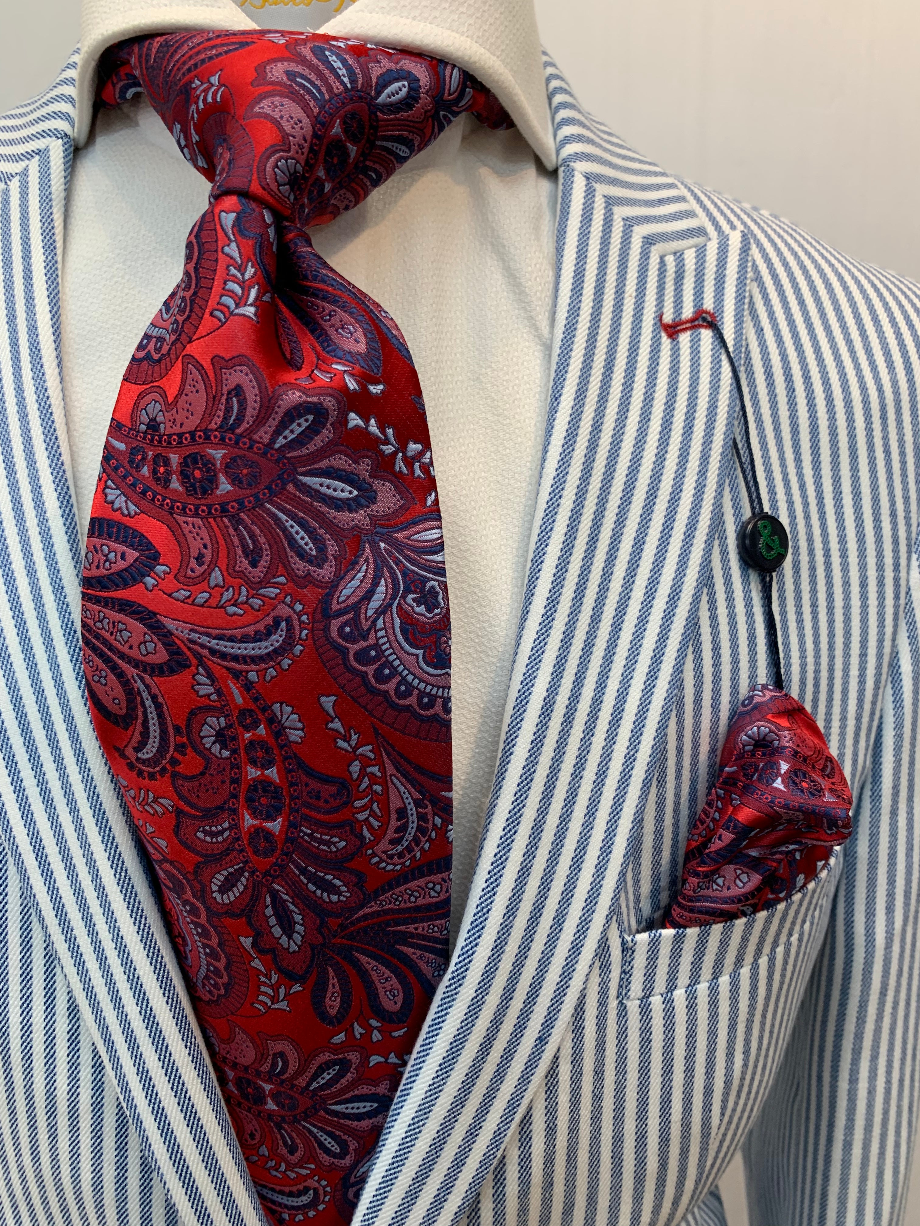 Paisley & Gray Slim Fit Blue/White Seer Sucker Suit