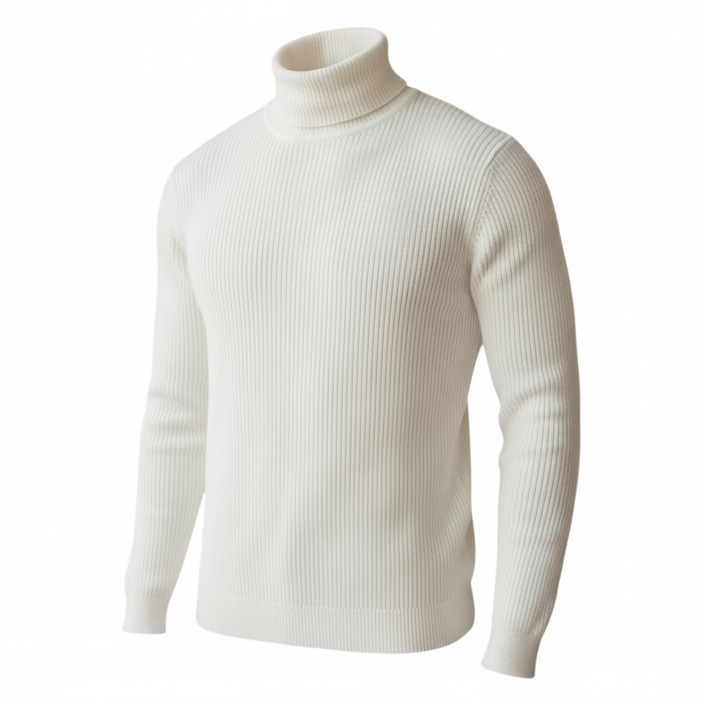 White Fitted Ribbed Turtleneck