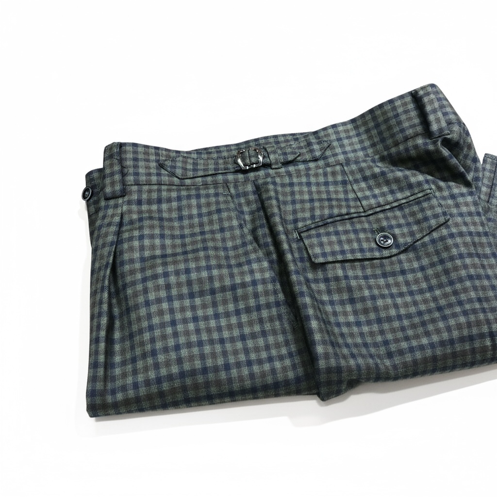 Tiglio Slacks Green/Brown/Blue Plaid