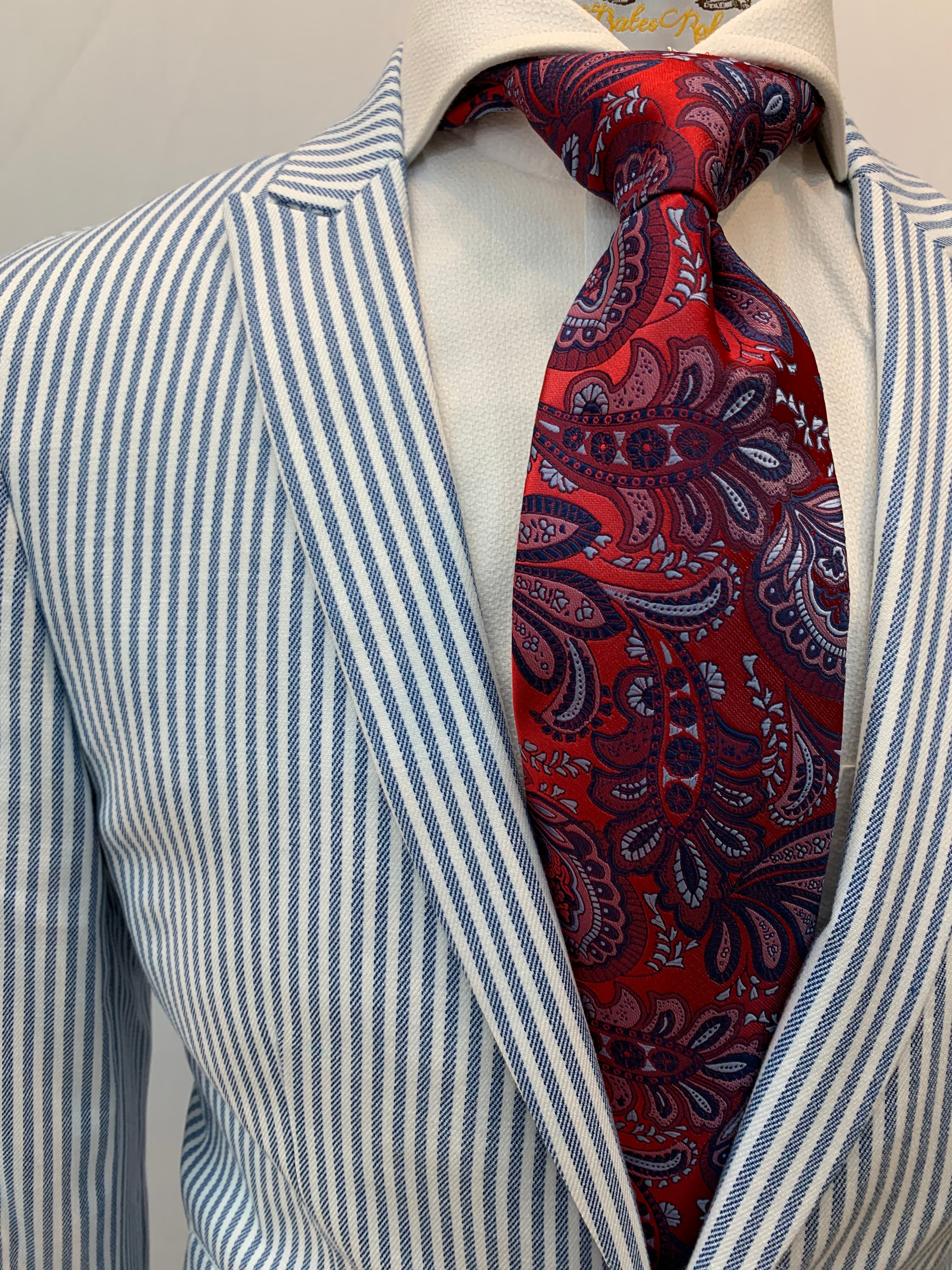 Paisley & Gray Slim Fit Blue/White Seer Sucker Suit