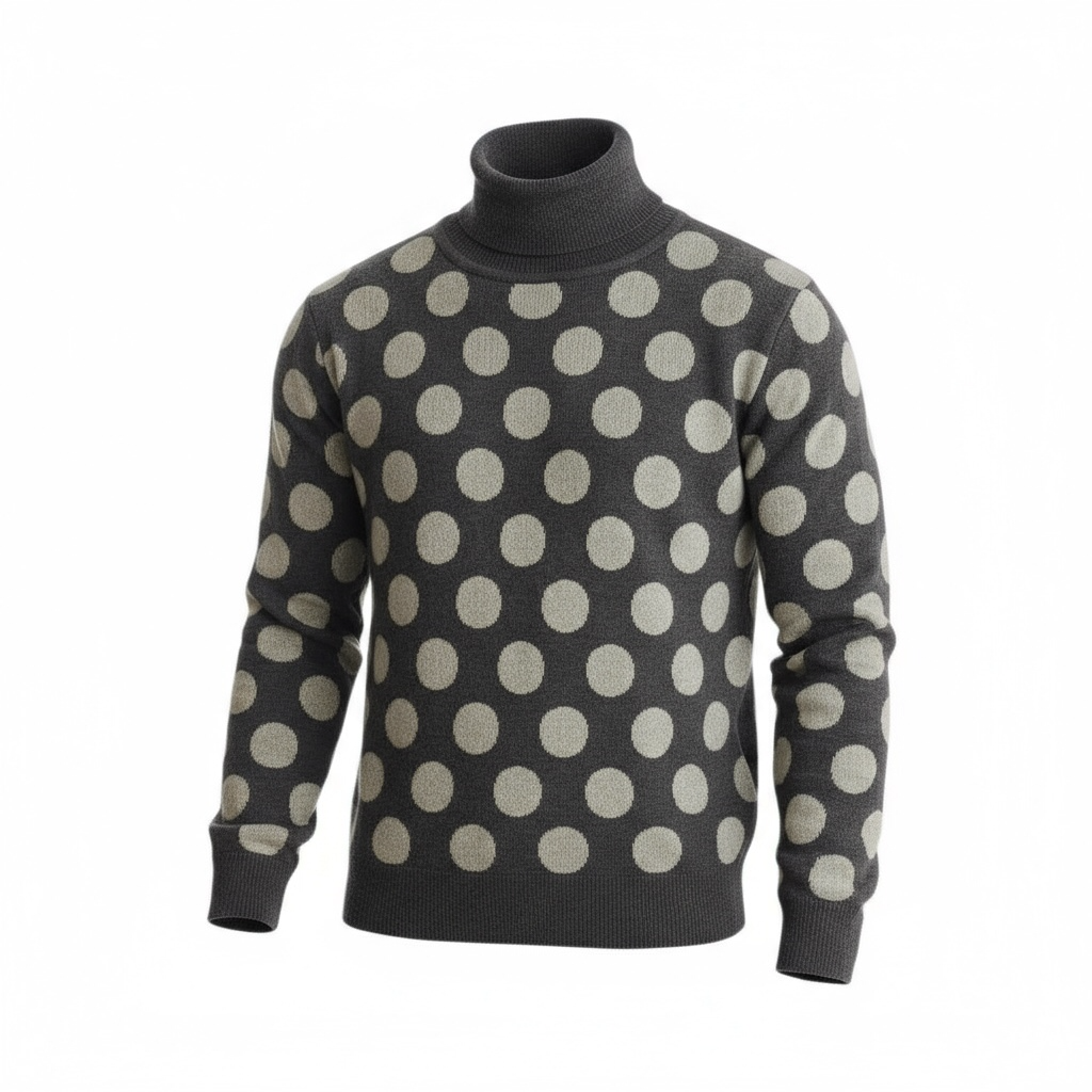 Turtleneck Gray Polka Dot