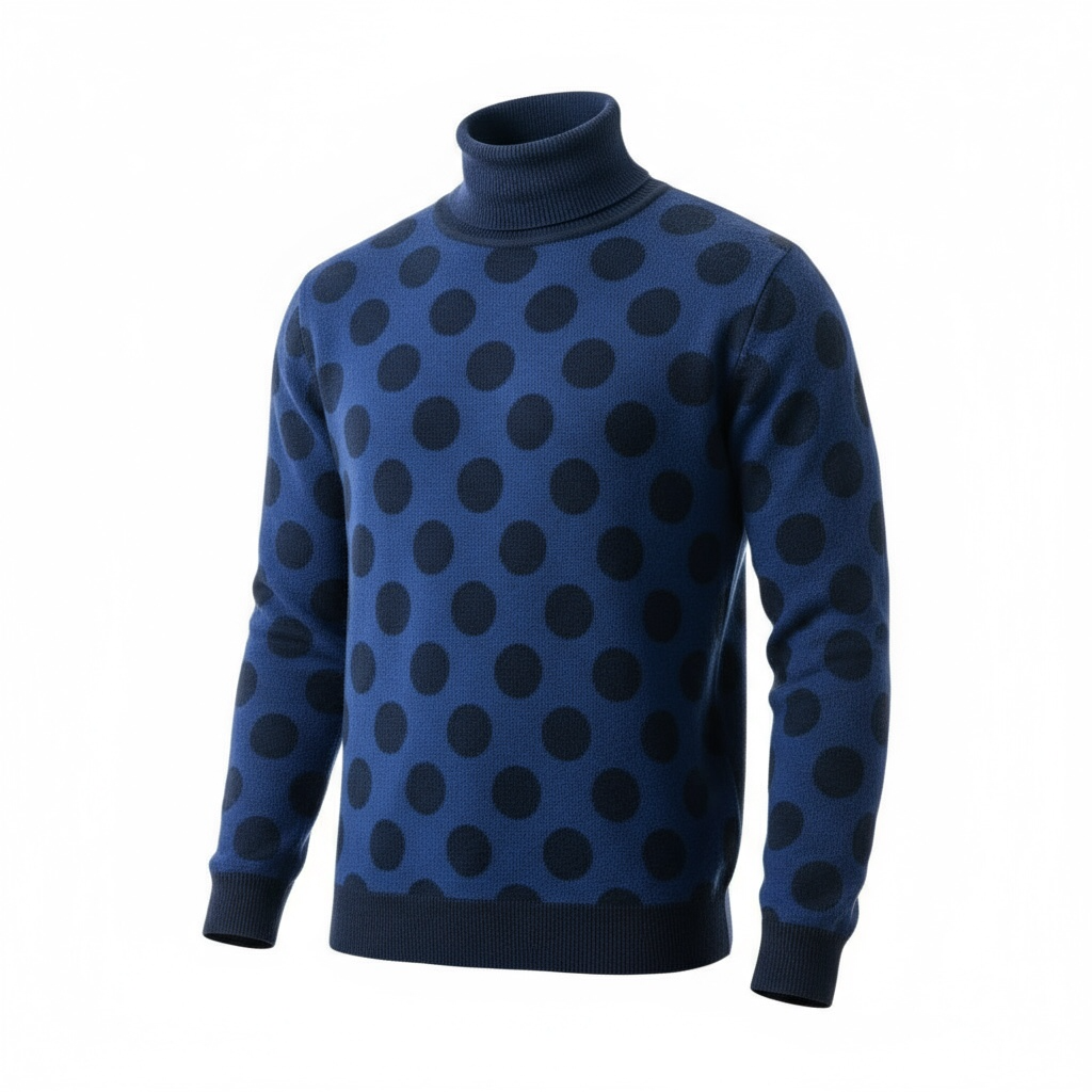 Turtleneck Blue Polka Dot 4XL