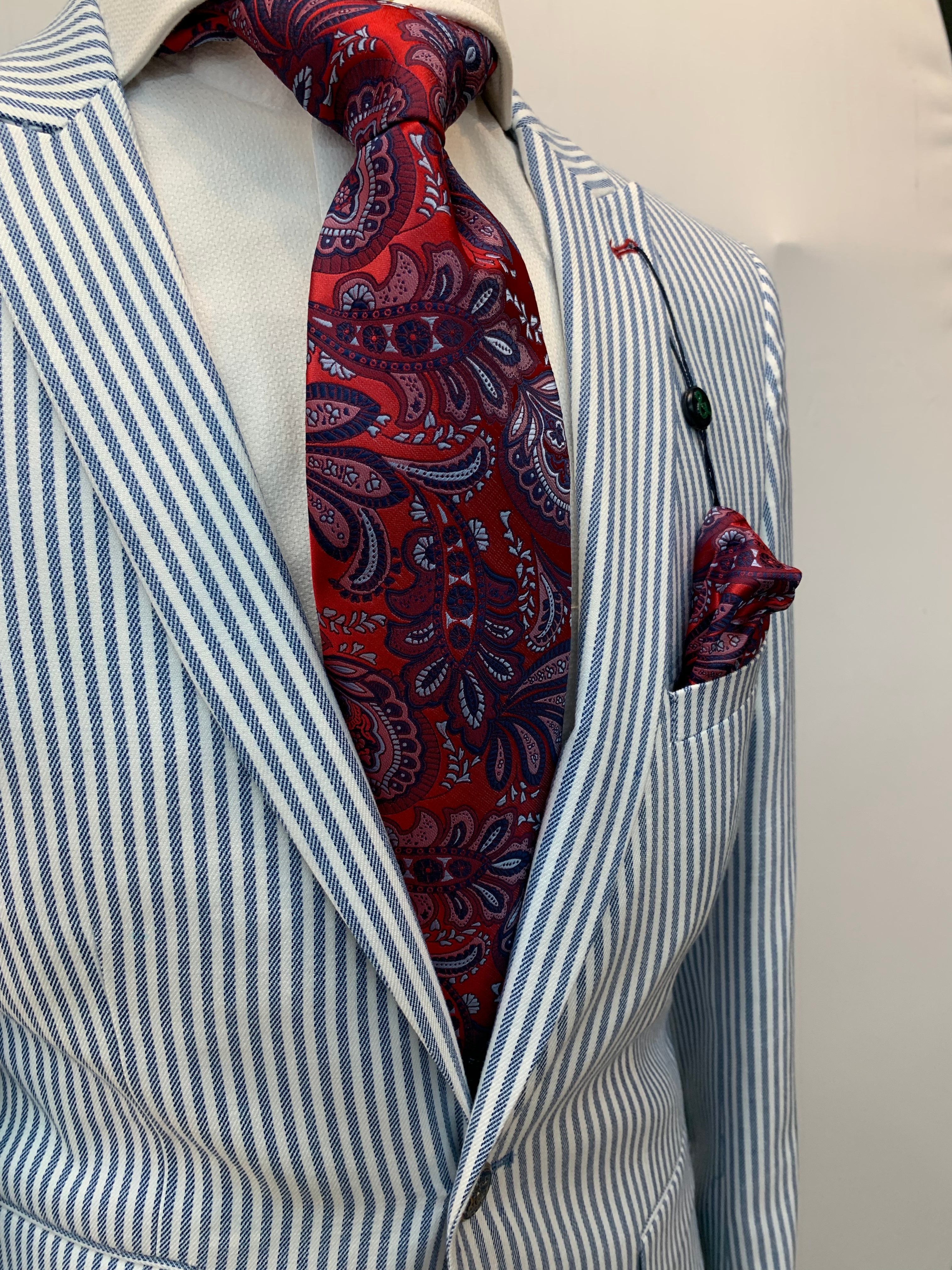 Paisley & Gray Slim Fit Blue/White Seer Sucker Suit