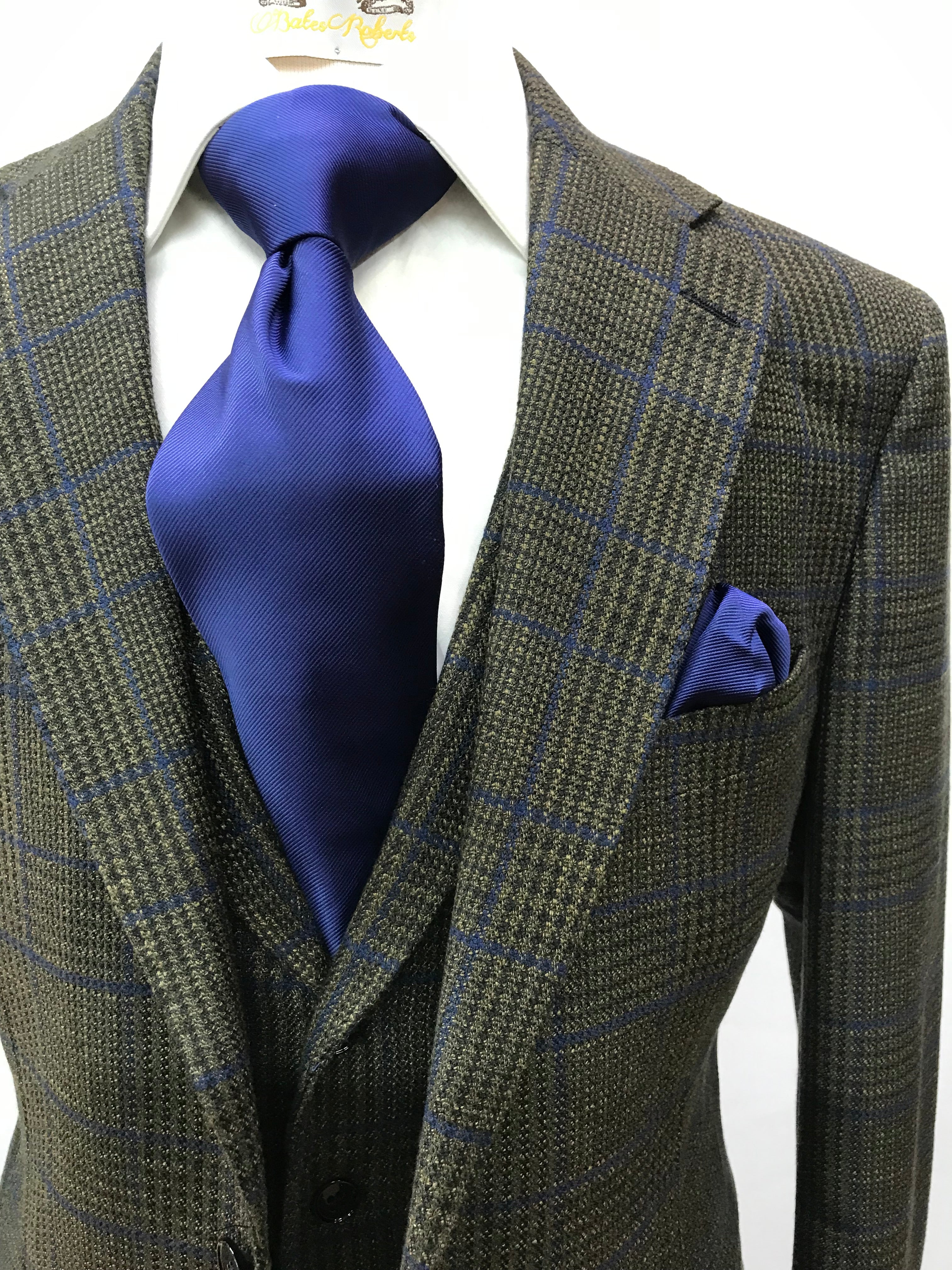 Canuti 3PC Green/Blue Plaid-Suit