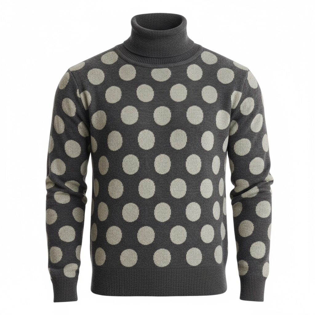 Turtleneck Gray Polka Dot