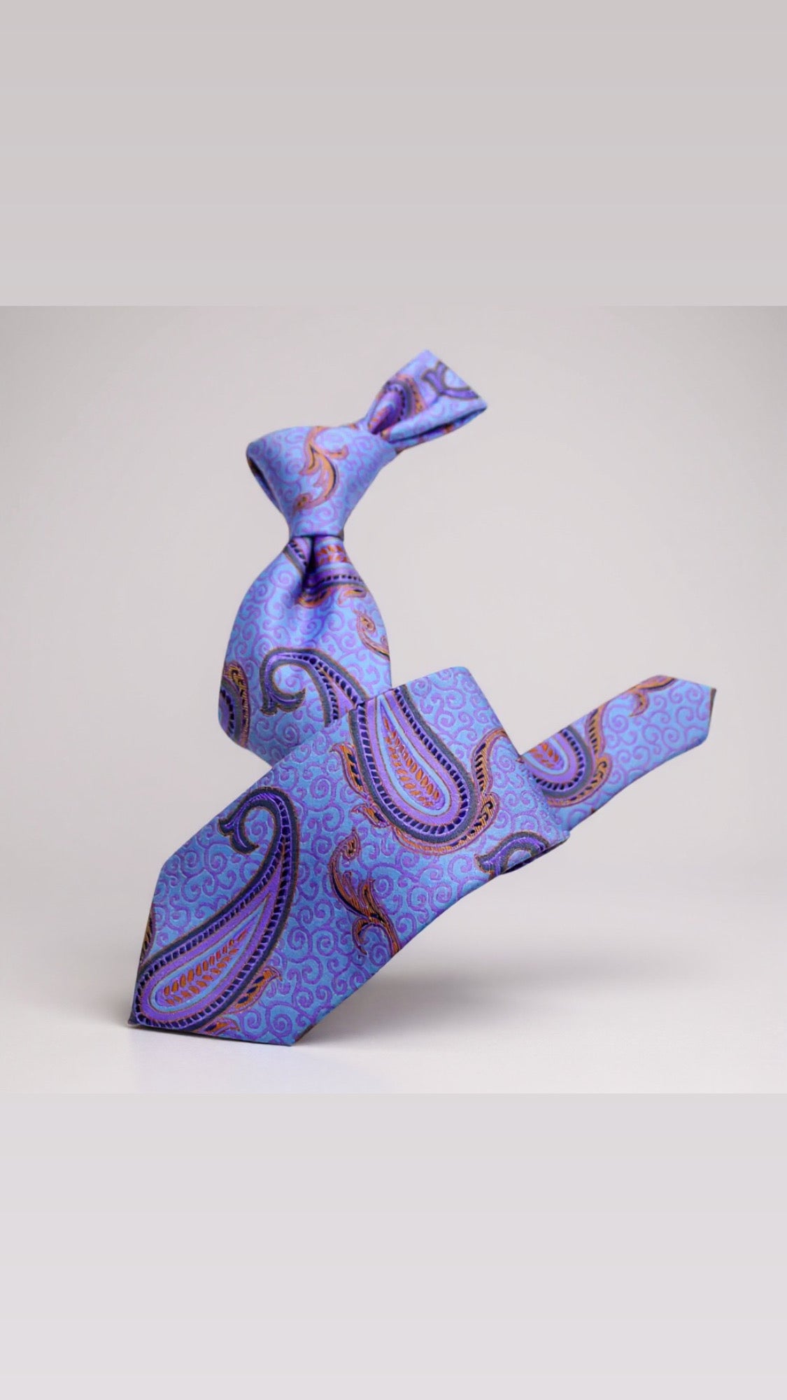 Krazy Paisley Sky Blue/Lavender & Tan Tie
