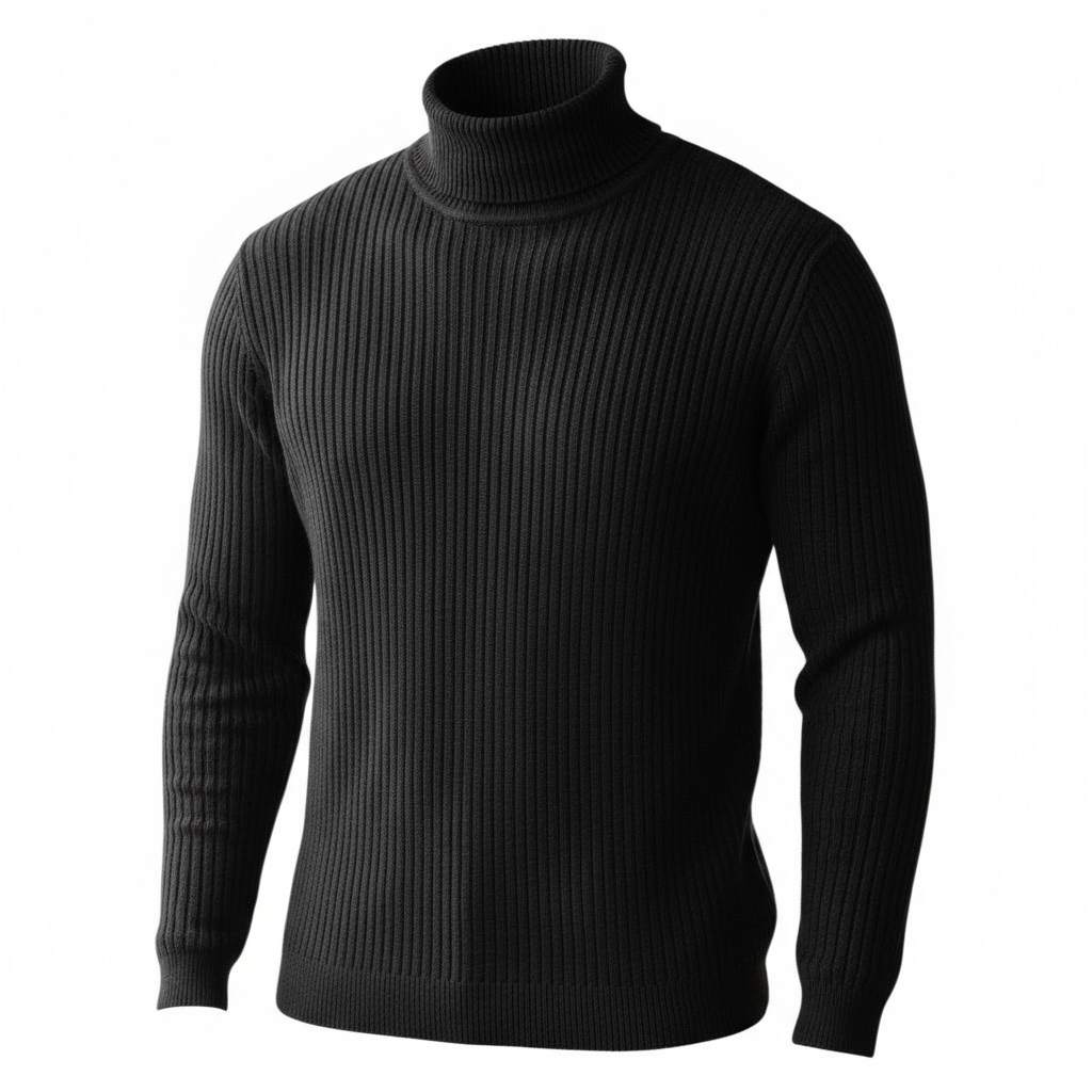 Midnight Navy Fitted Ribbed Turtleneck