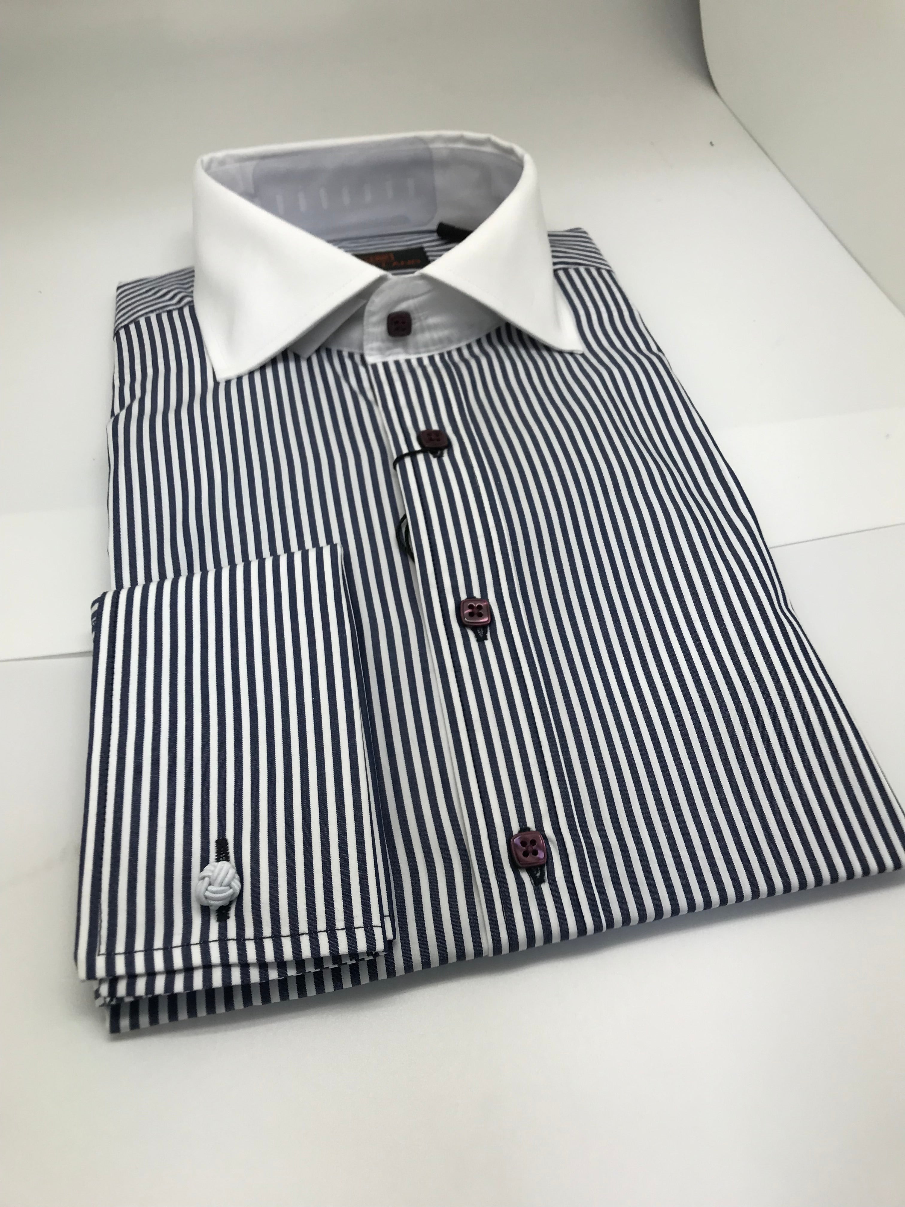 Stevenland Navy Stripe Dress Shirts
