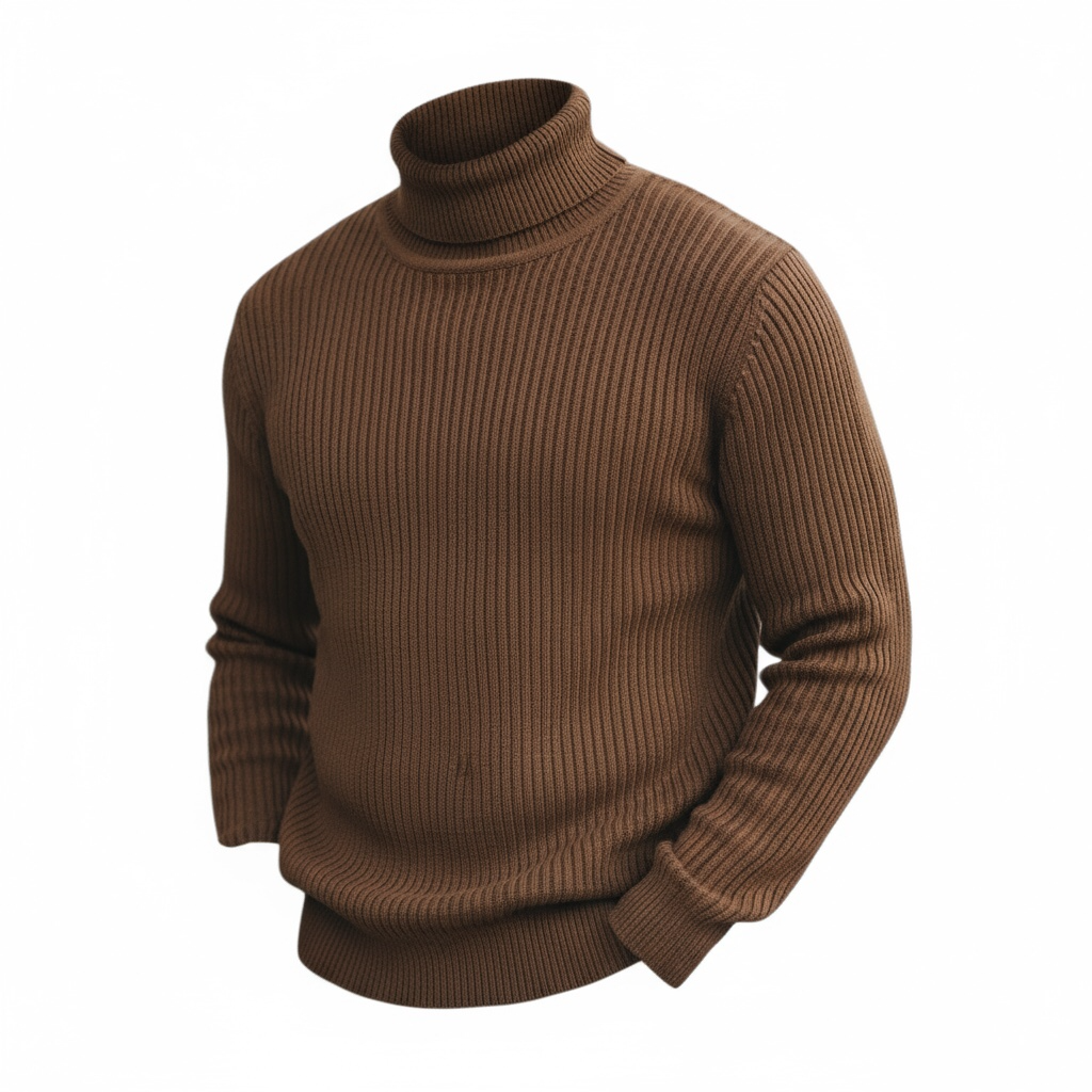 Camel Ribbed Turtleneck