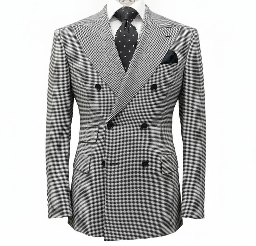 Berragamo Black & White Double Breasted Houndstooth