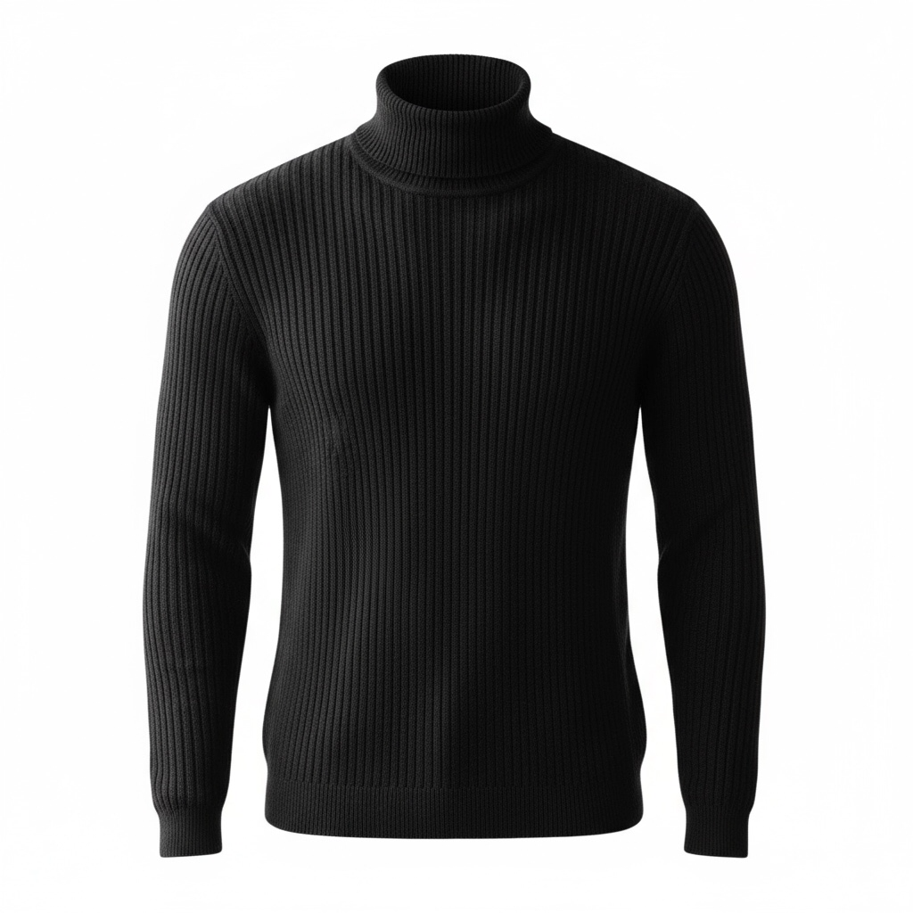 Midnight Navy Fitted Ribbed Turtleneck
