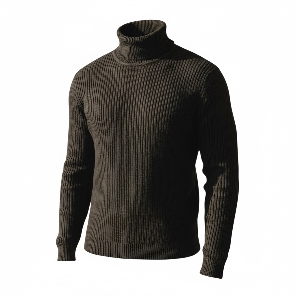 Dark Brown Ribbed Turtleneck