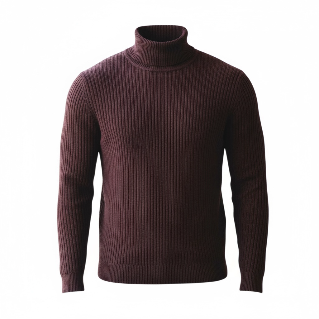 DK Burgundy Fitted Ribbed Turtleneck