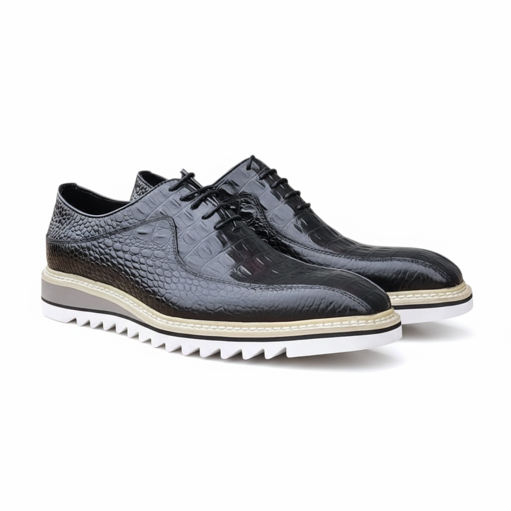 Black Embossed lace up