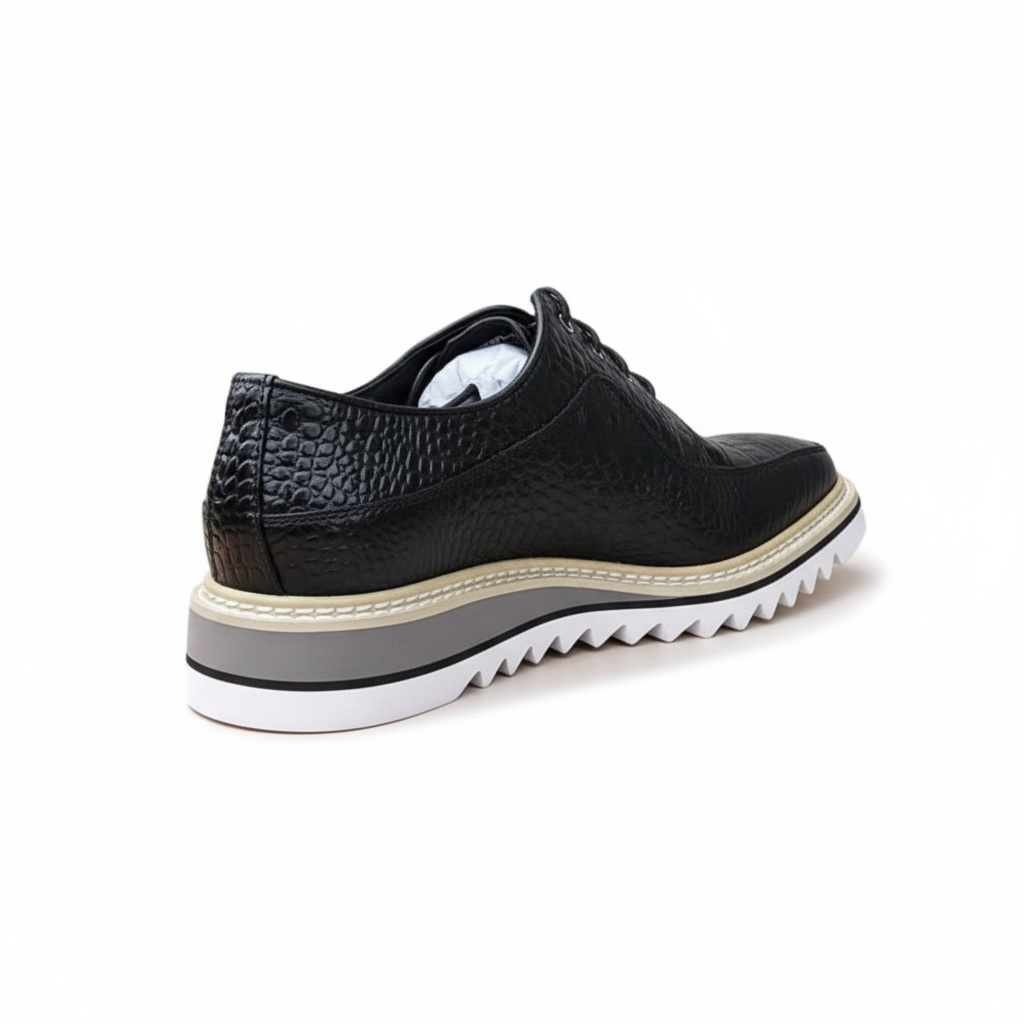 Black Embossed lace up