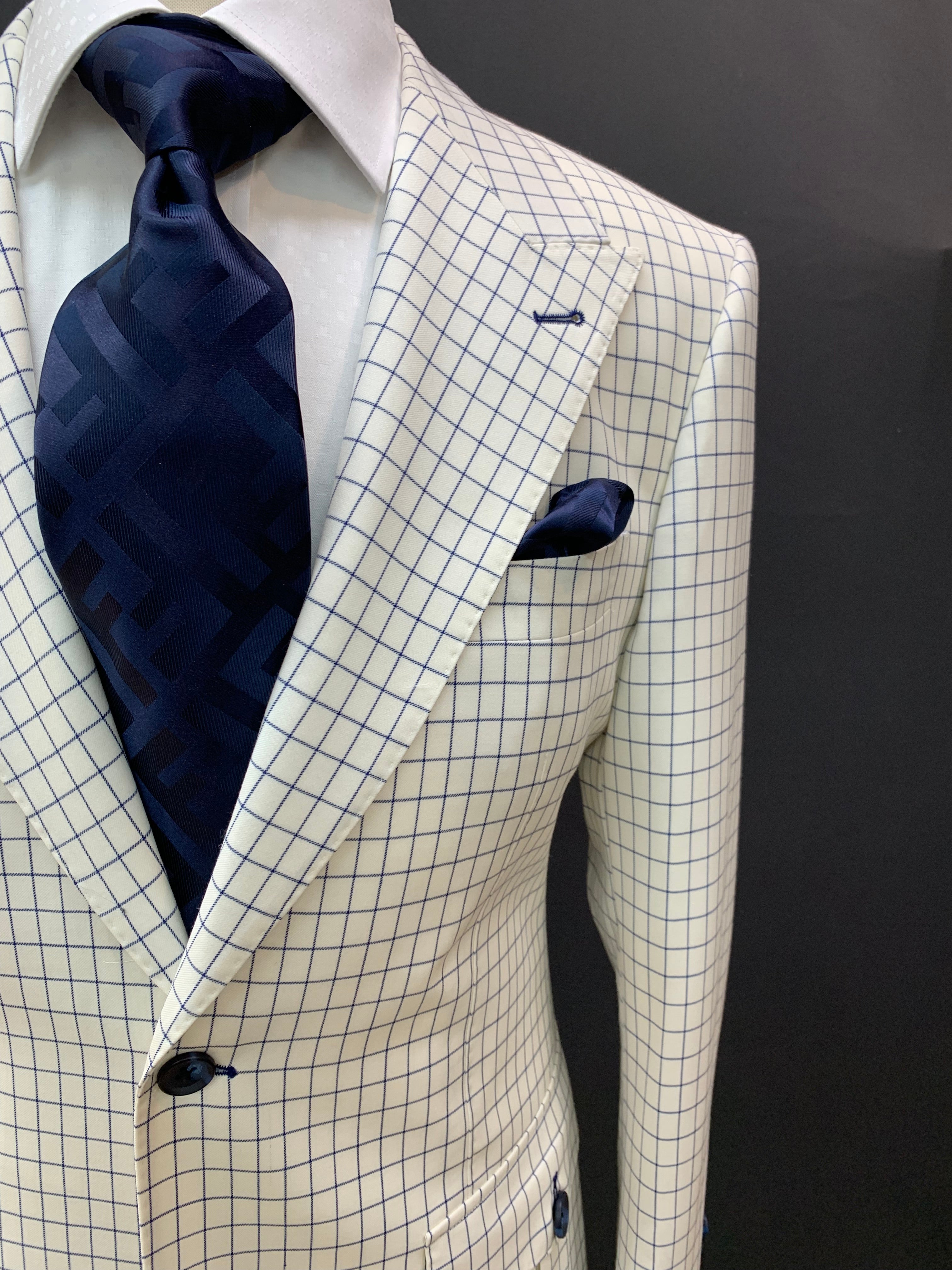 Stitch by Stitch Off White/Navy Checkered w/Navy Pant