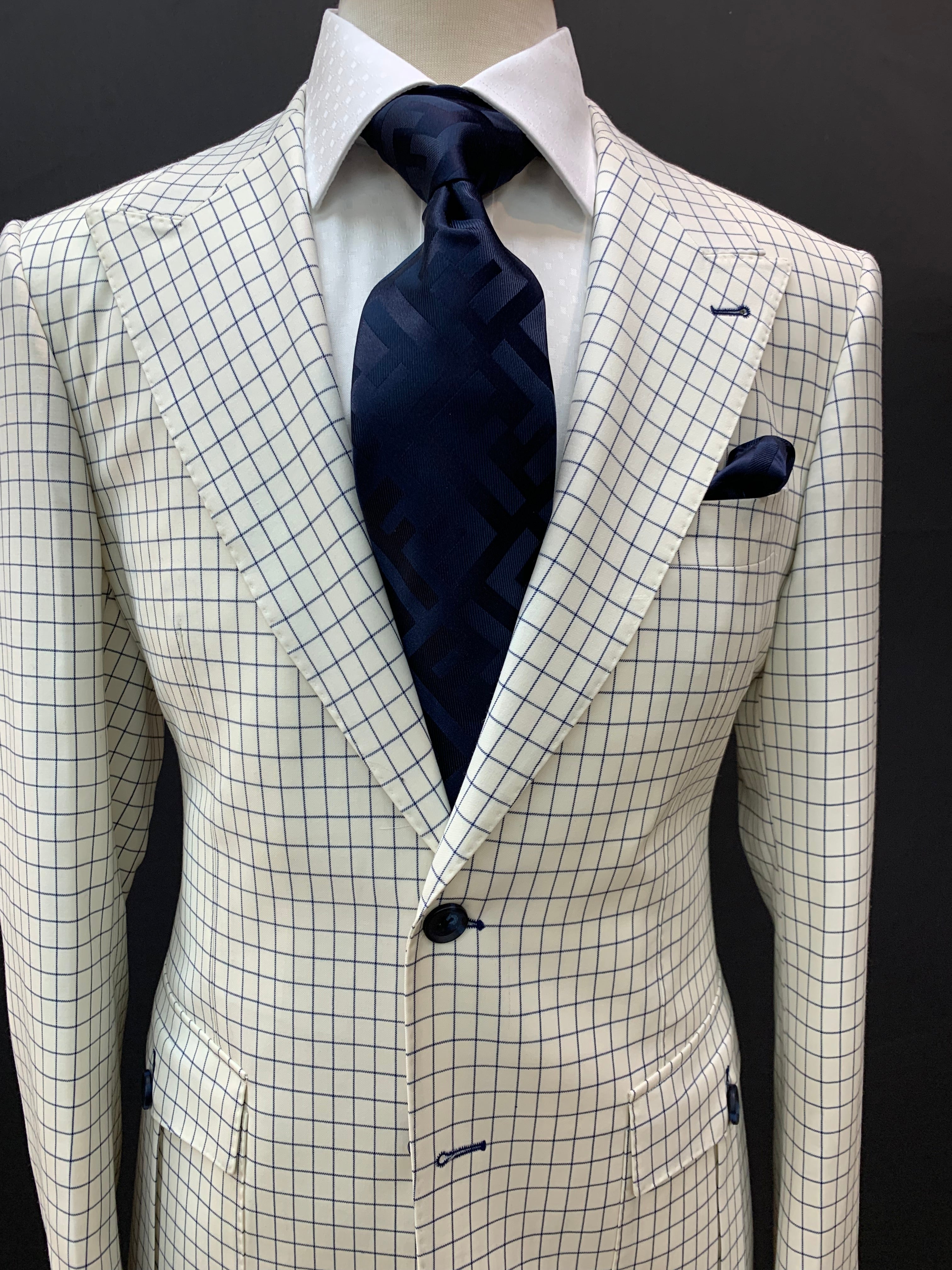 Stitch by Stitch Off White/Navy Checkered w/Navy Pant