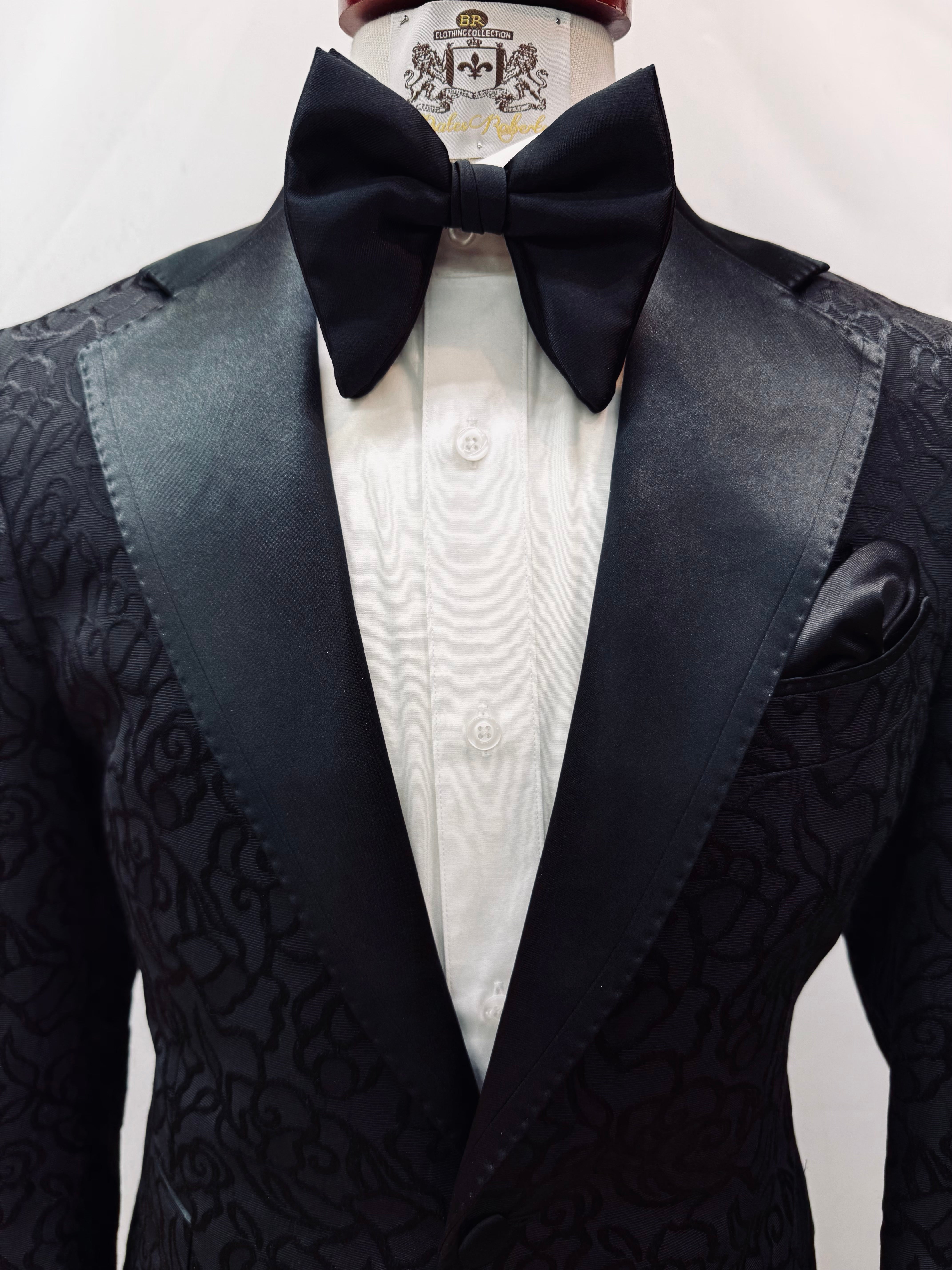 Stitch by Stitch Jacquard Pattern Tuxedo Jacket