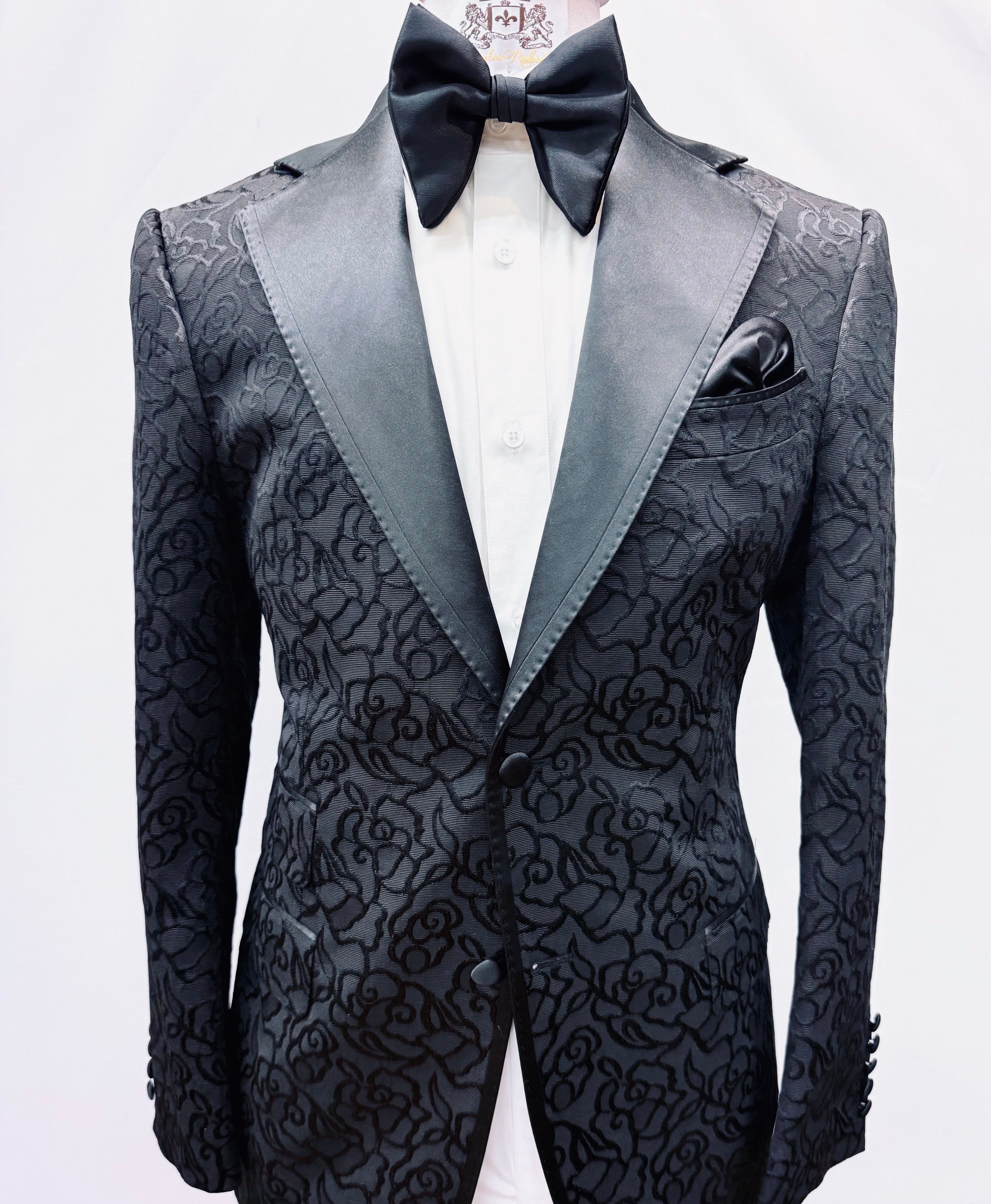 Stitch by Stitch Jacquard Pattern Tuxedo Jacket