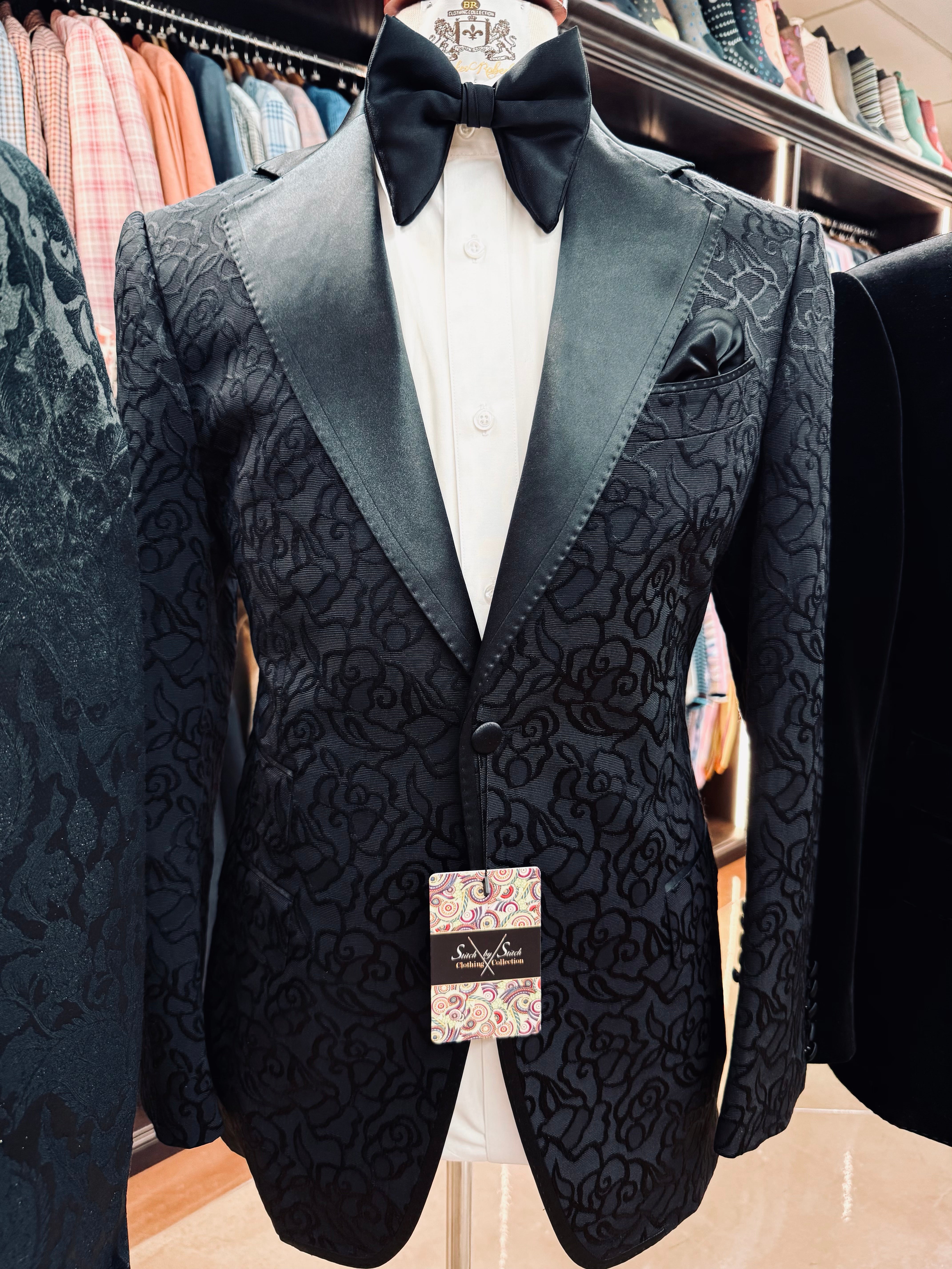 Stitch by Stitch Jacquard Pattern Tuxedo Jacket