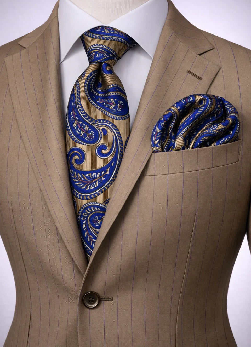 TAN & ROYAL BLUE TIE