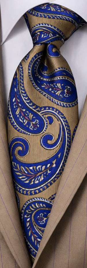 TAN & ROYAL BLUE TIE