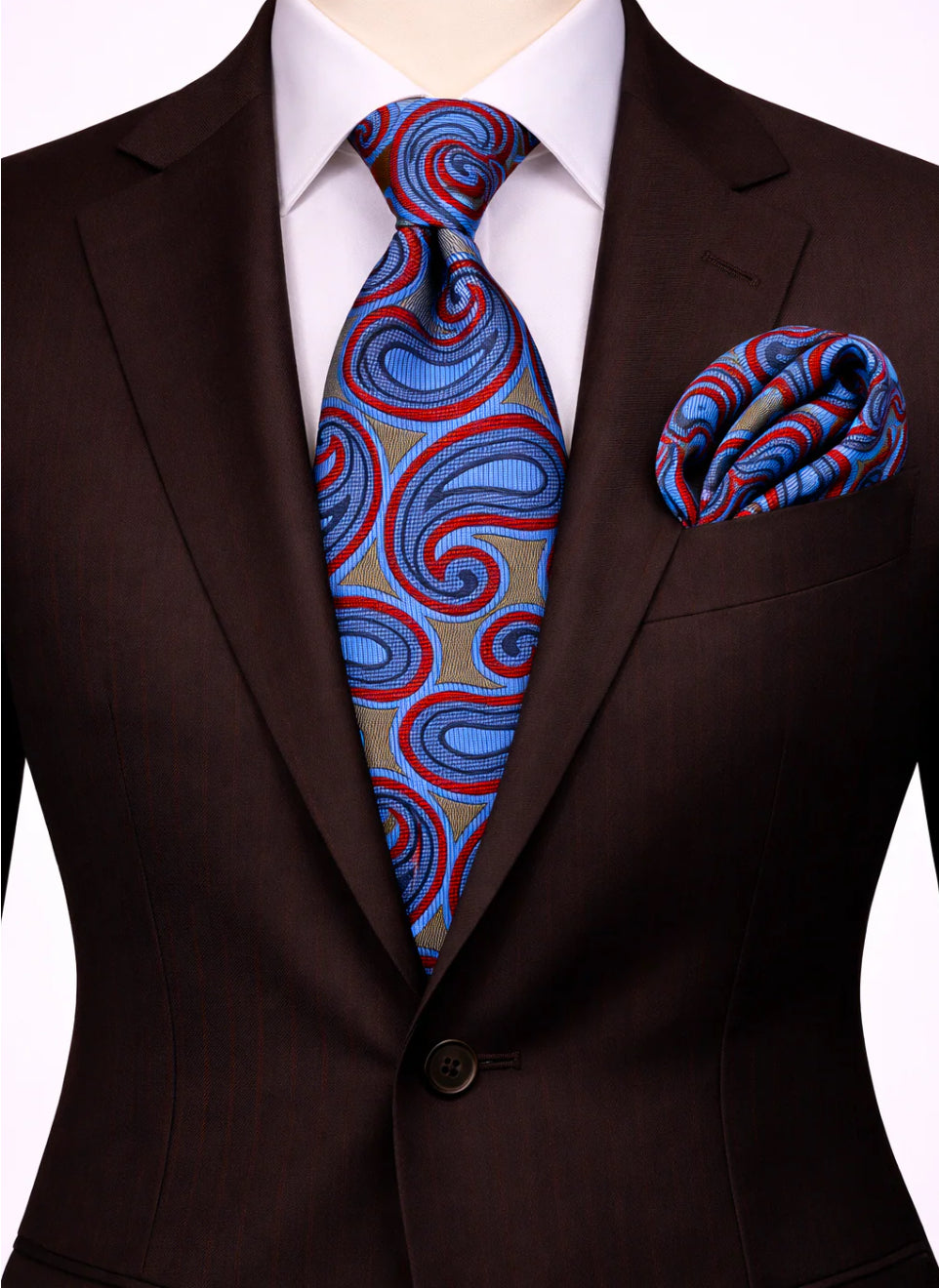 TAUPE/RED/BLUE TIE