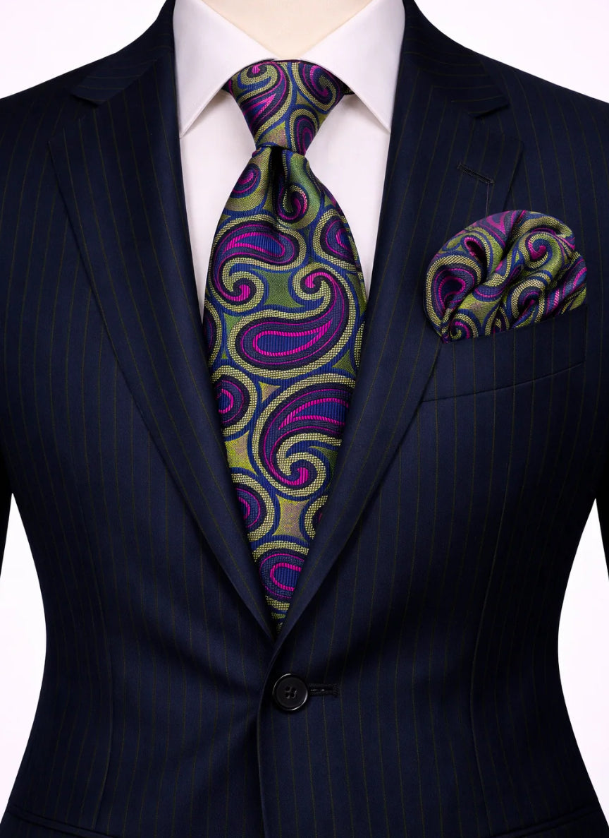 GREEN/FUCHSIA/NAVY TIE