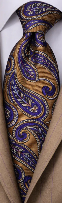BEIGE & ROYAL BLUE TIE