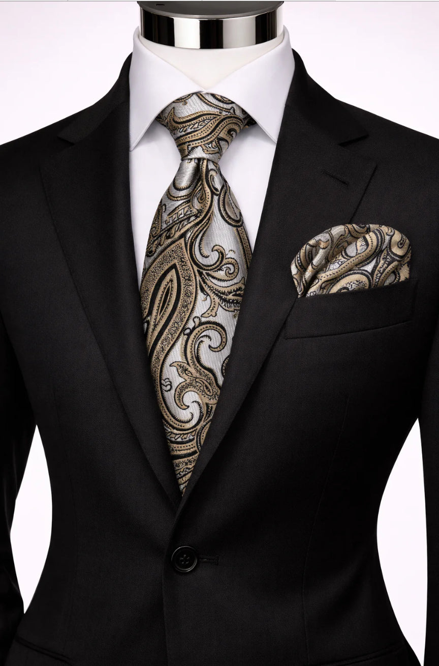 SILVER & TAUPE TIE
