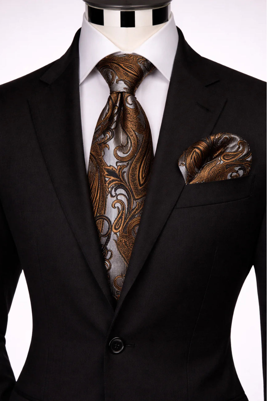 SILVER & BURNT ORANGE TIE