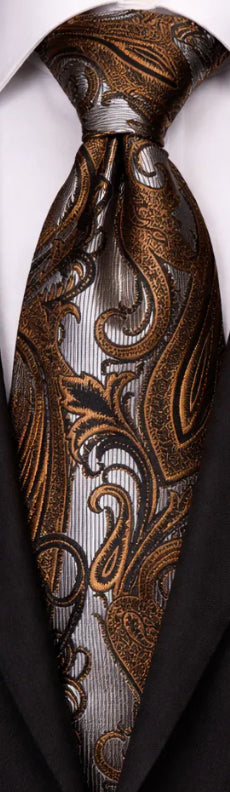 SILVER & BURNT ORANGE TIE
