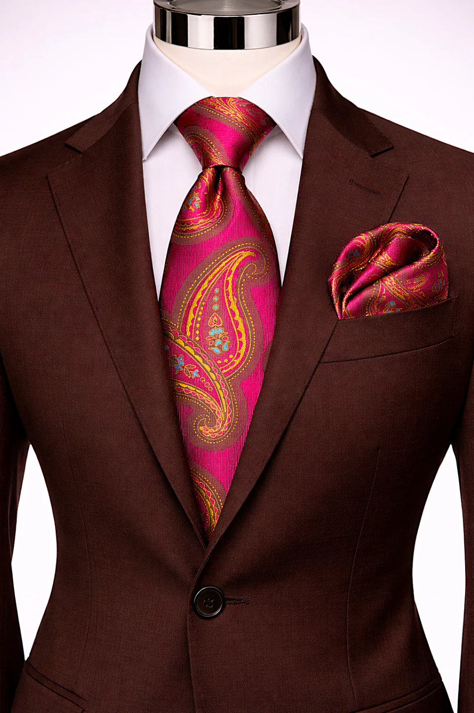 FUSCHIA & TAUPE TIE