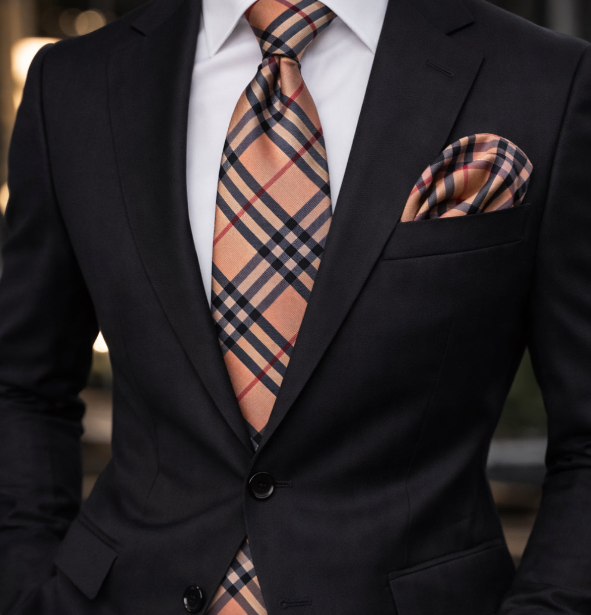 ORANGE/RED PLAID TIE