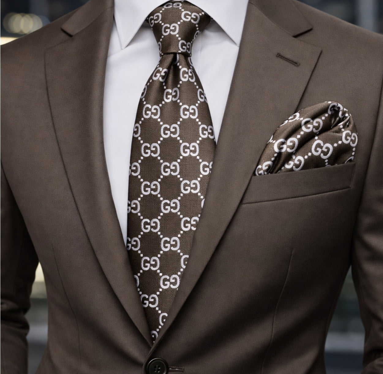 MEDIUM BROWN/SILVER TIE
