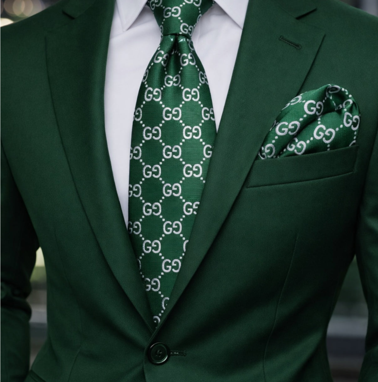 GREEN/SILVER TIE