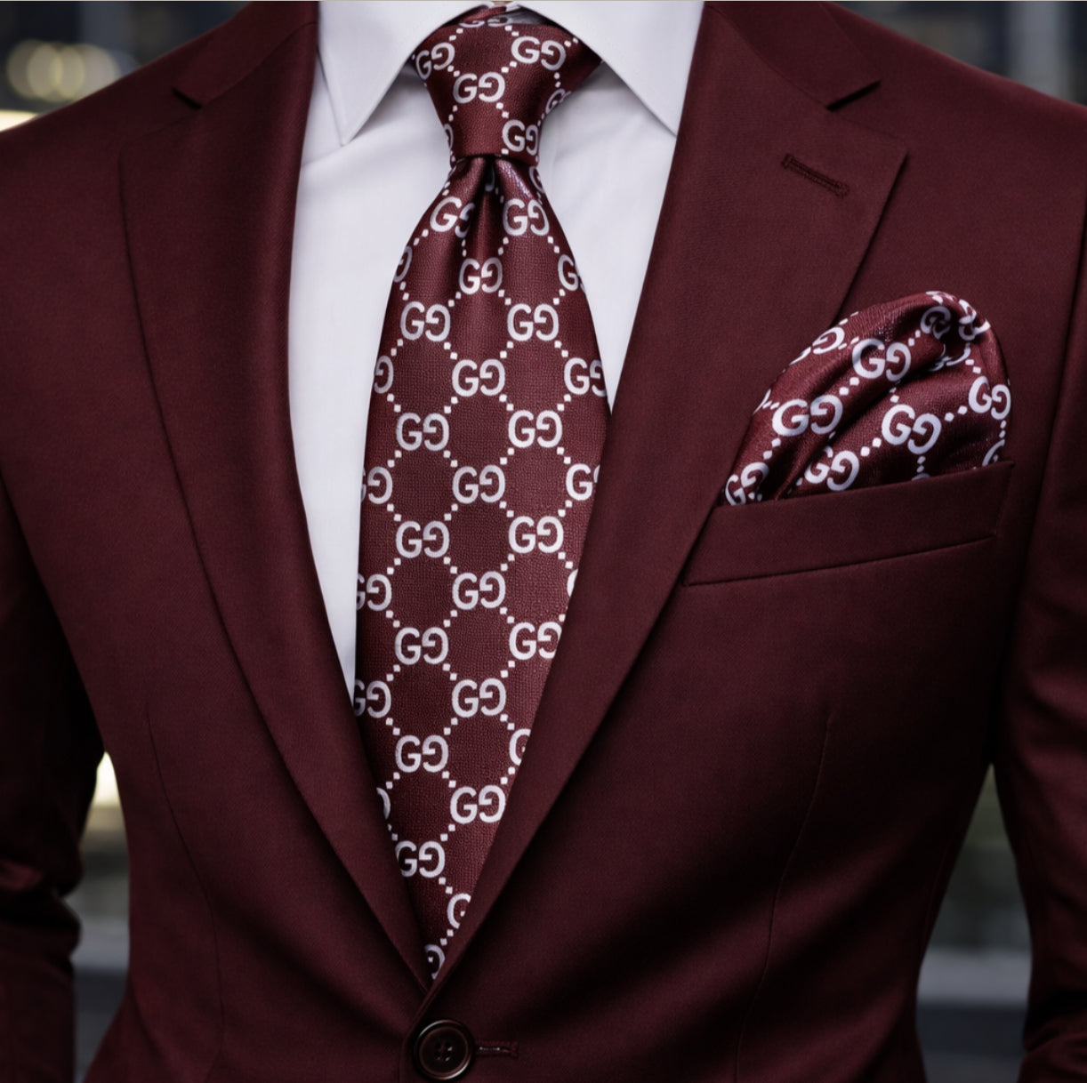 BURGUNDY/SILVER TIE