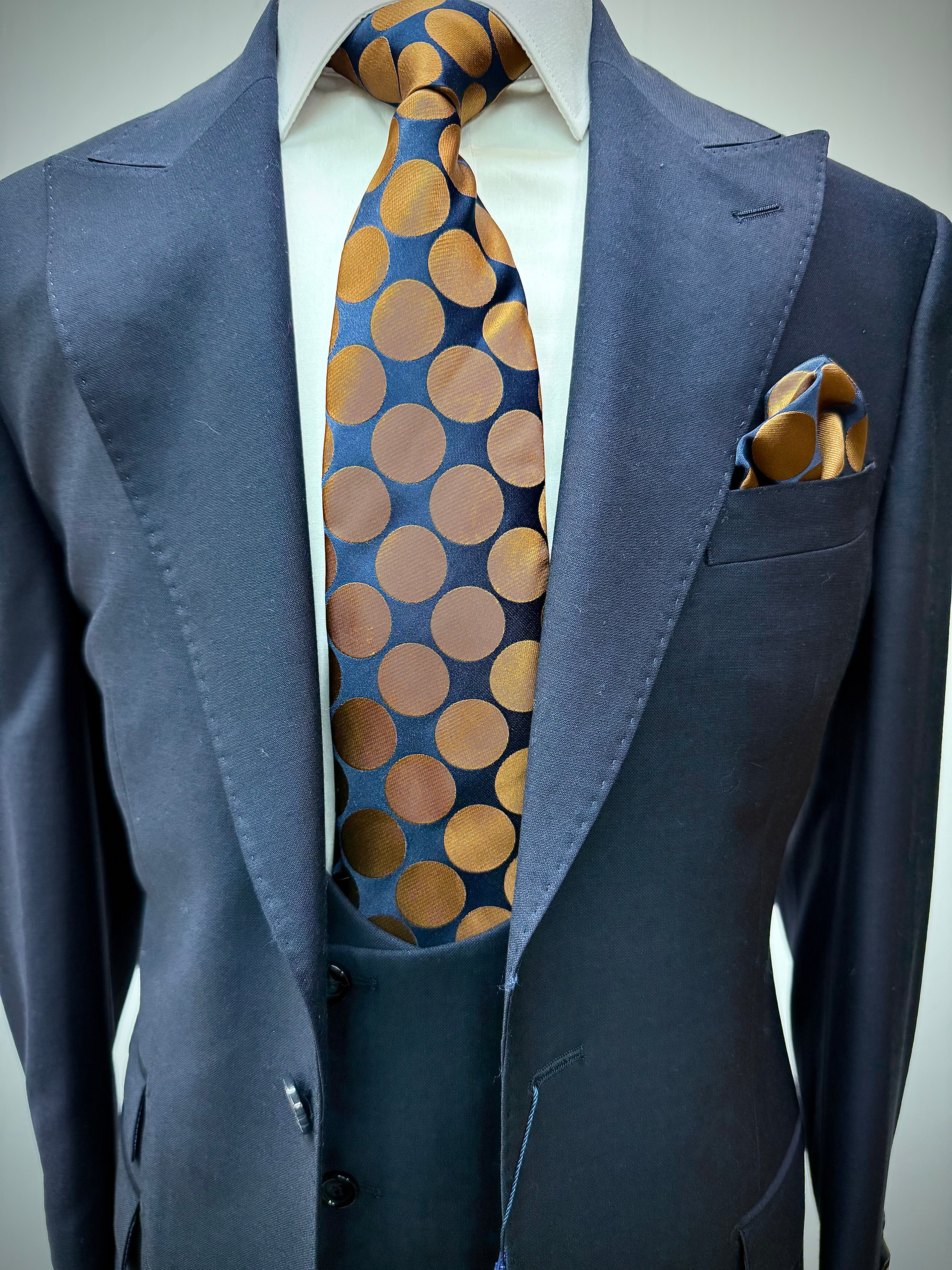 Berragamo 3pc Solid Navy Suit