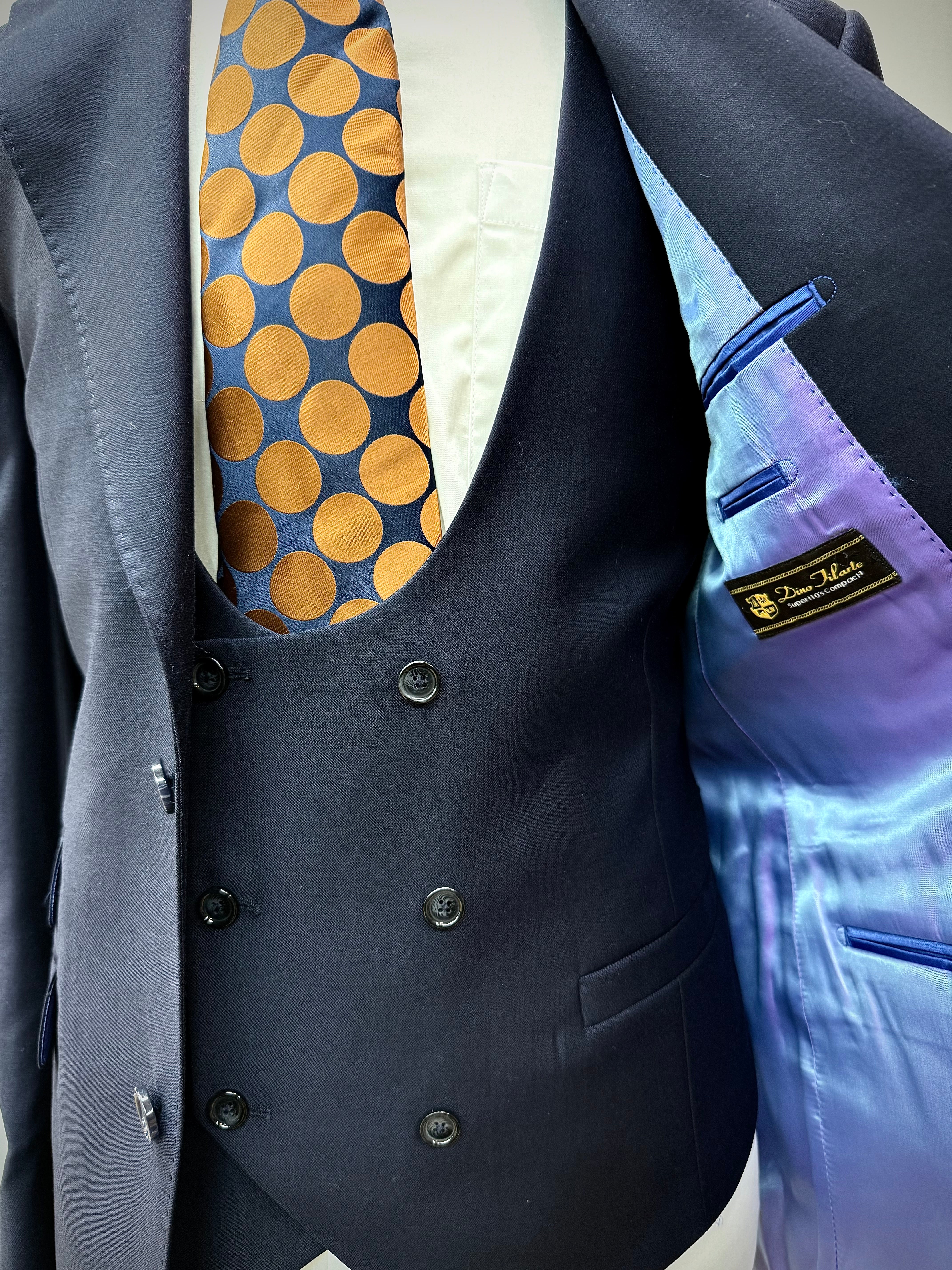 Berragamo 3pc Solid Navy Suit