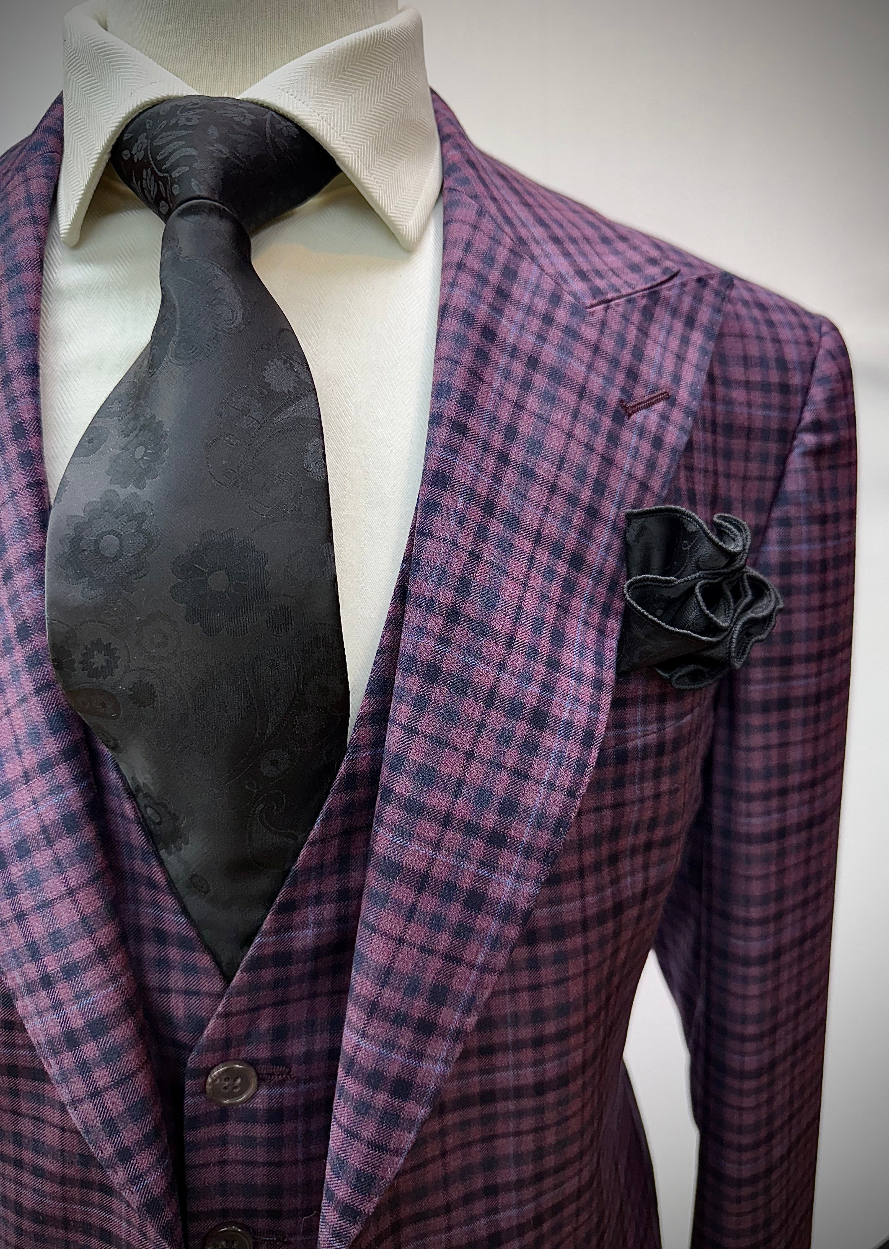 Berragamo Lavender Plaid 3Pc Suit