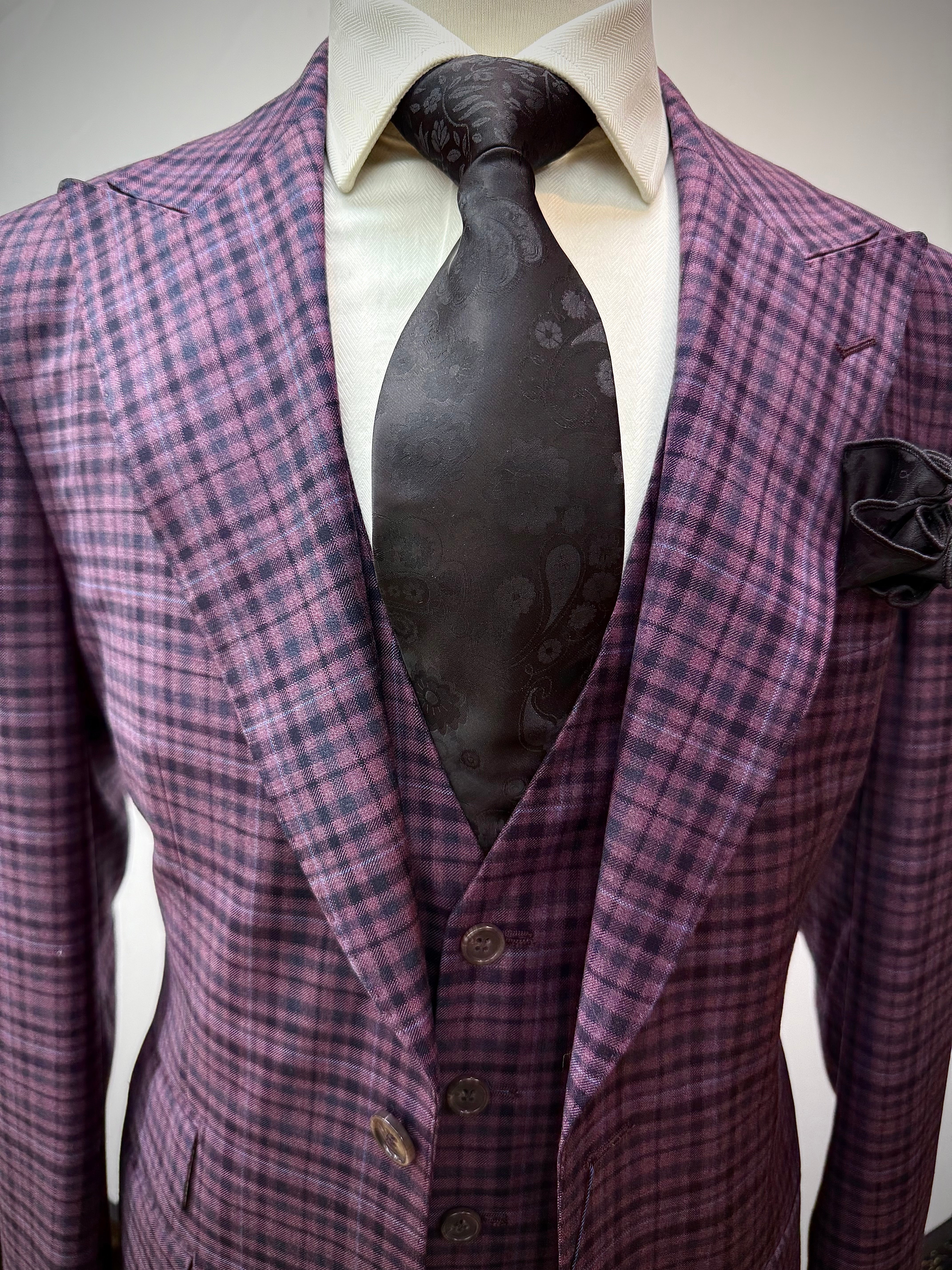Berragamo Lavender Plaid 3Pc Suit
