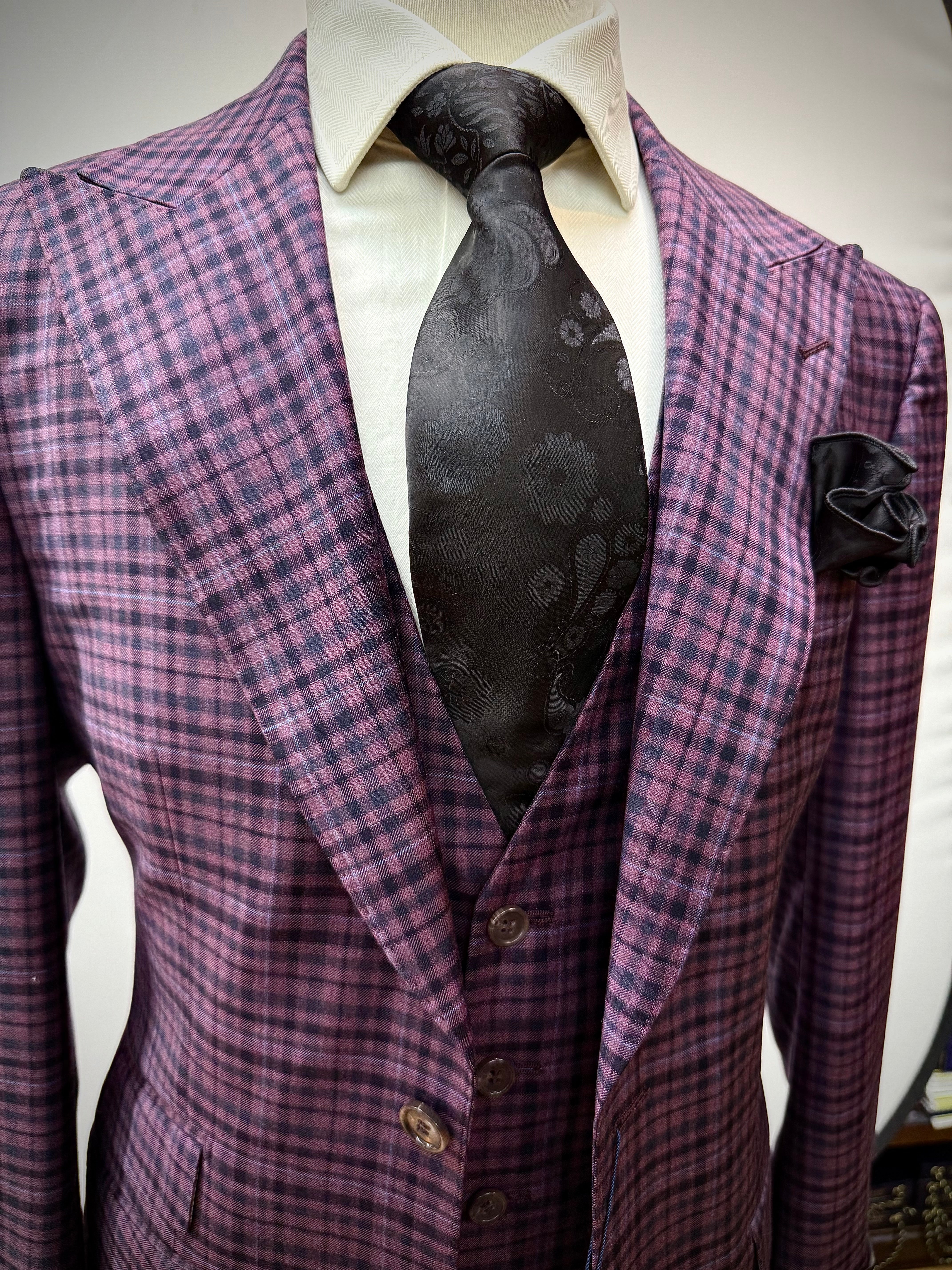 Berragamo Lavender Plaid 3Pc Suit