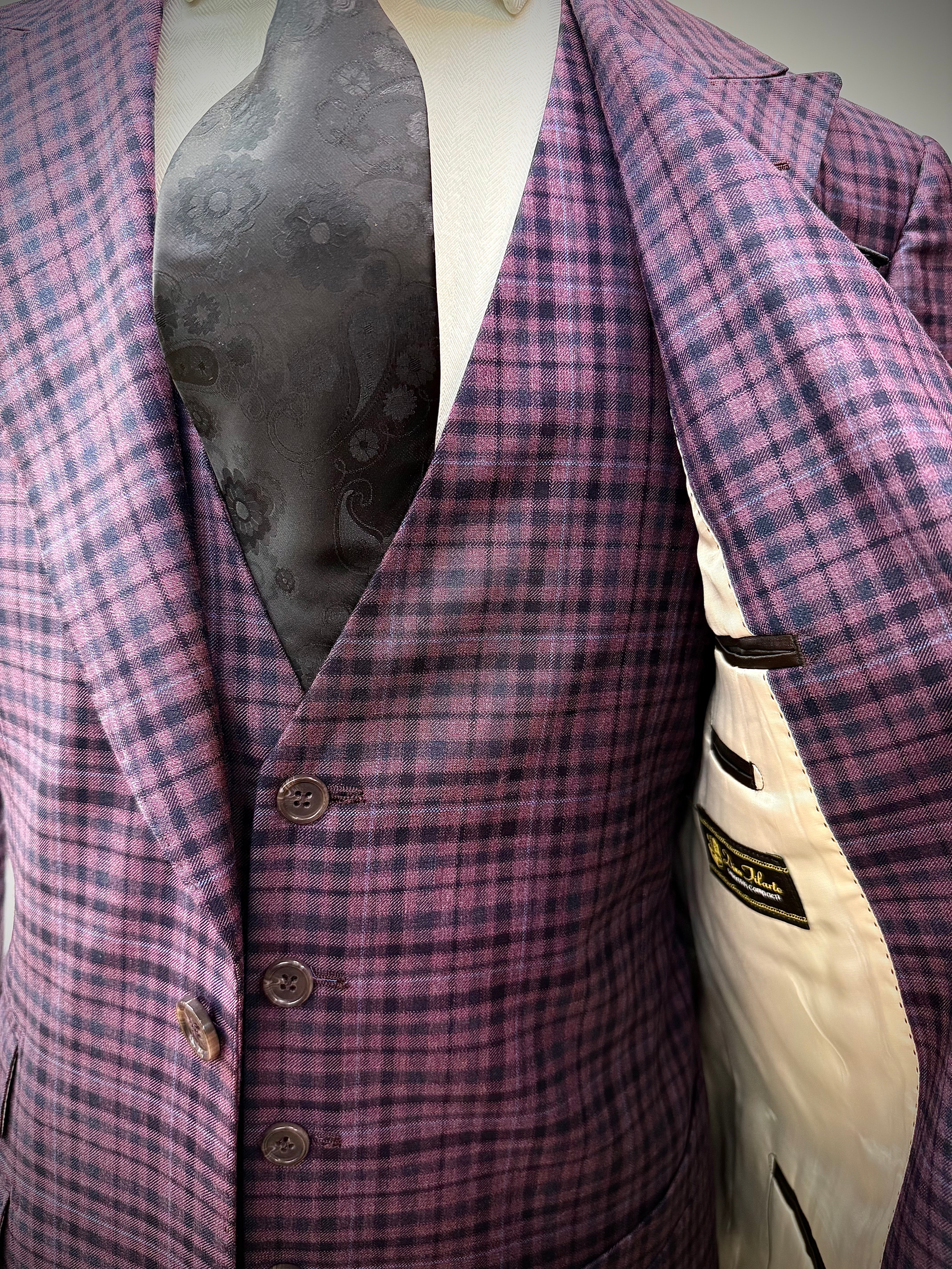 Berragamo Lavender Plaid 3Pc Suit