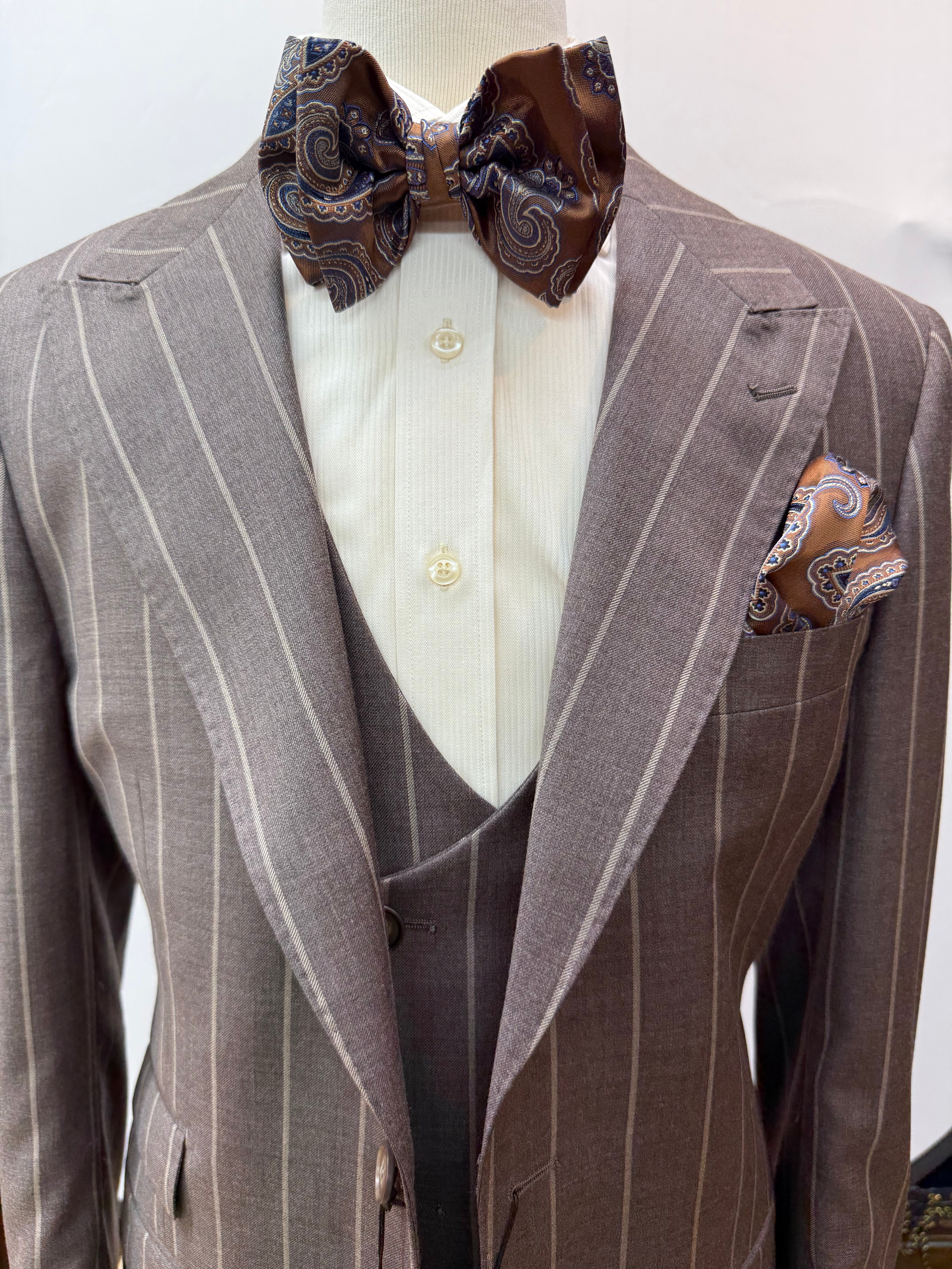 Tiglio 3pc Taupe Pinstripe Suit