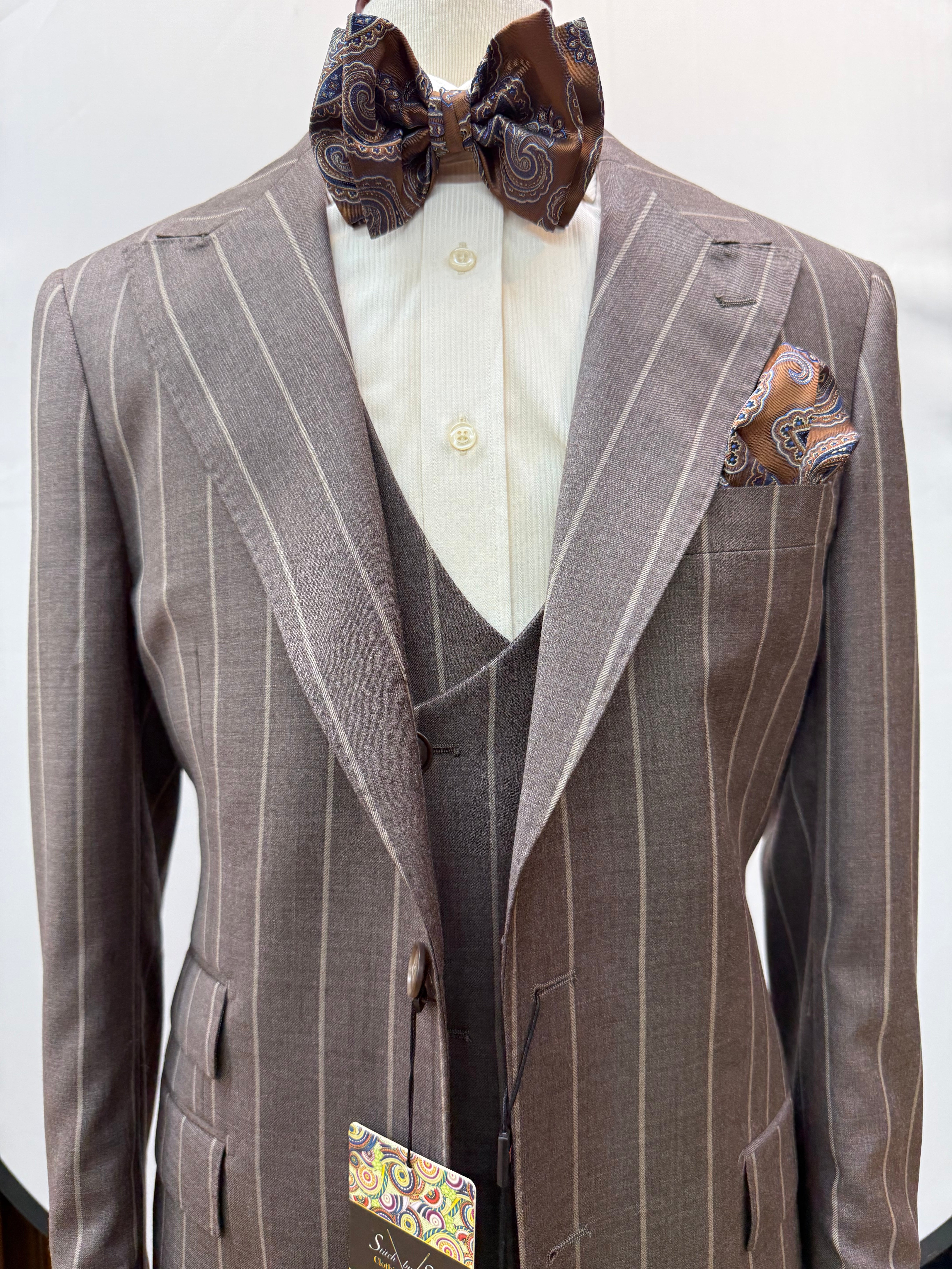 Tiglio 3pc Taupe Pinstripe Suit