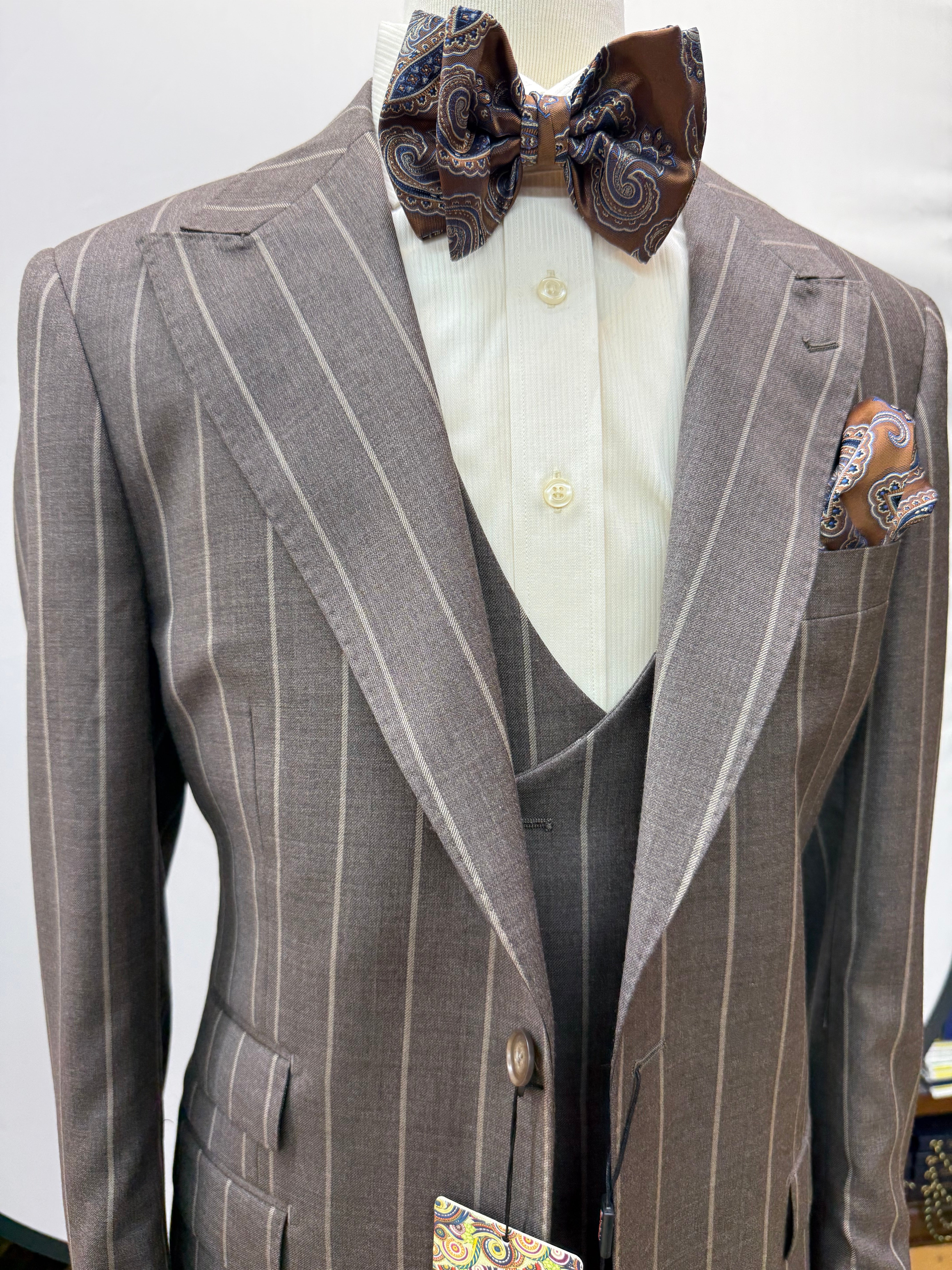 Tiglio 3pc Taupe Pinstripe Suit